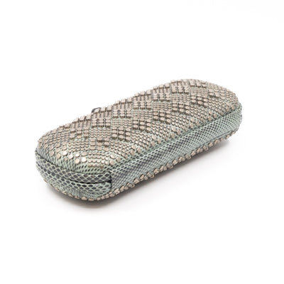 Studded Knot Clutch Grey Python