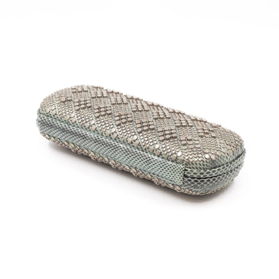Studded Knot Clutch Grey Python