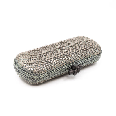 Studded Knot Clutch Grey Python