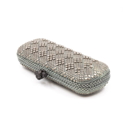 Studded Knot Clutch Grey Python