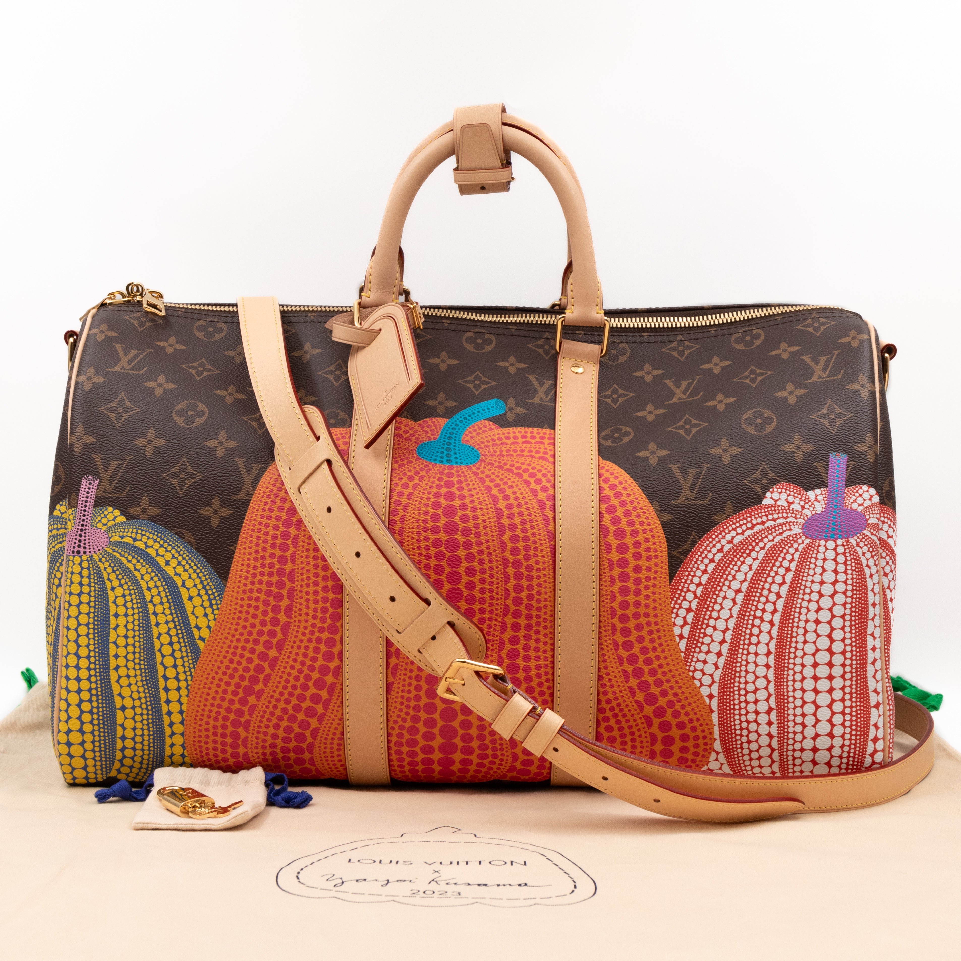 Louis Vuitton Keepall 45 Bandouliere LV x YK Monogram Pumpkin Queen Station