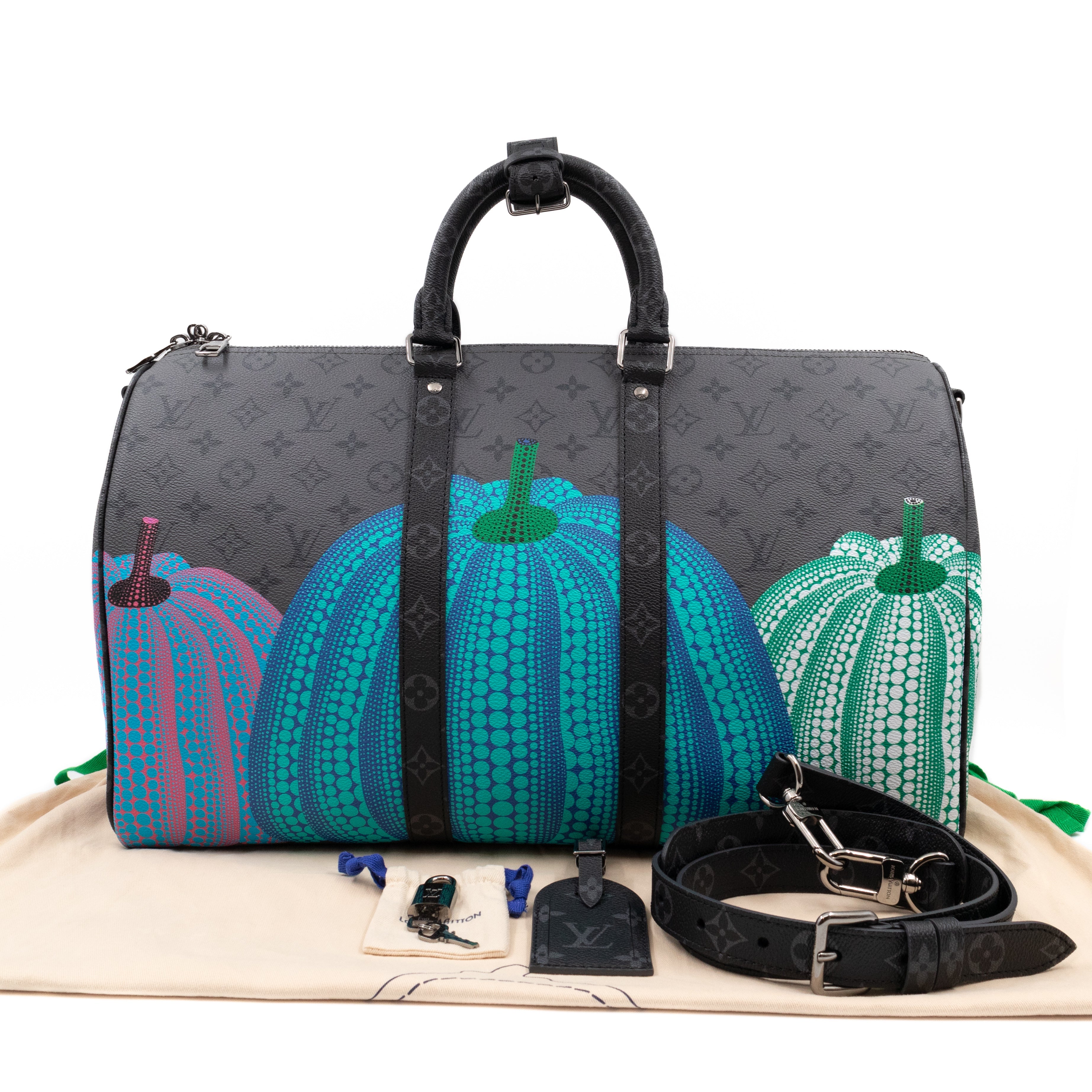 Keepall 45 Bandouliere LV x YK Monogram Eclipse Reverse Pumpkin