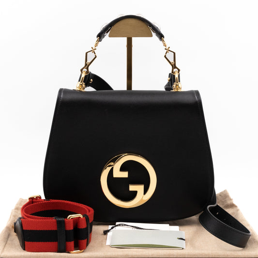 Blondie Medium Top Handle Bag Black Leather