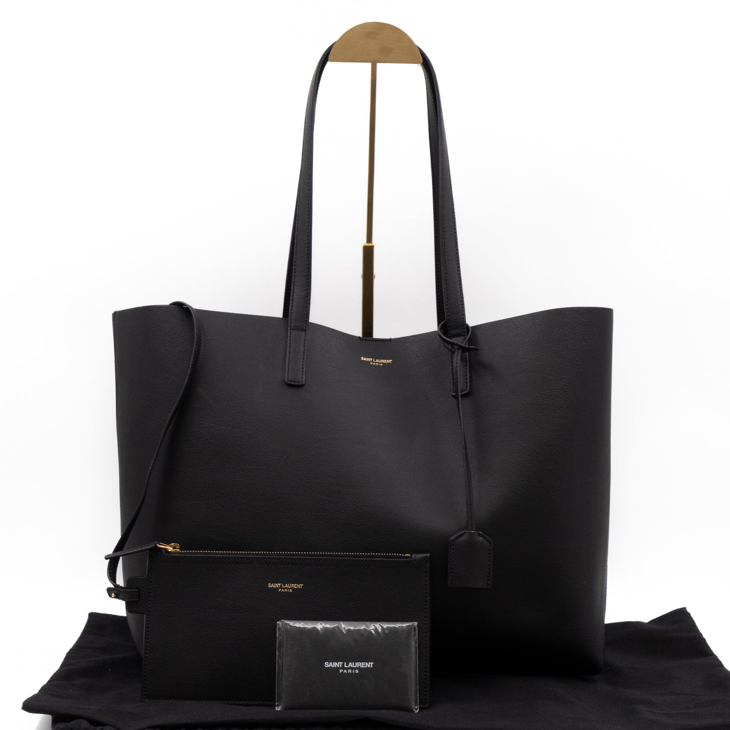 Shopping Tote Bag Black Leather