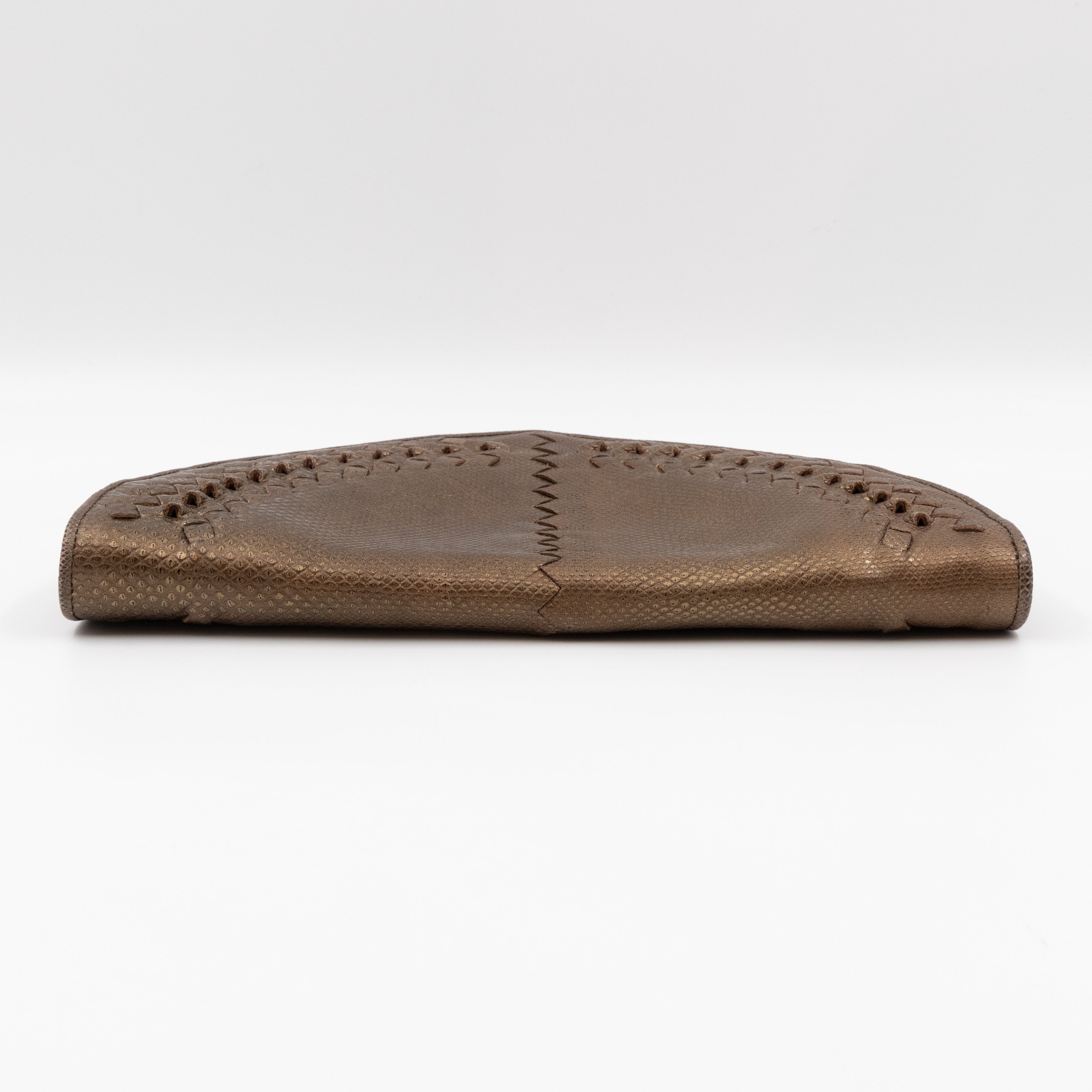 Half Moon Intrecciato Clutch Bronze Lizard