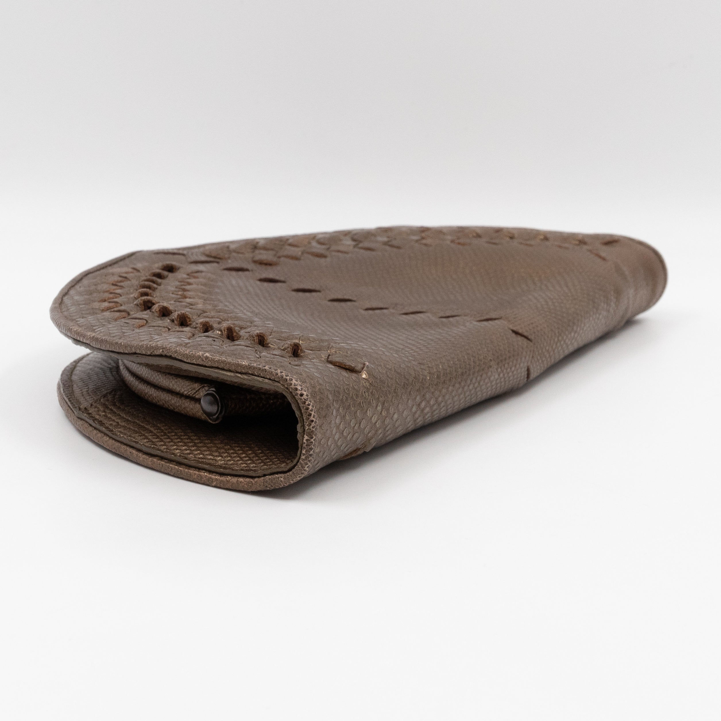 Half Moon Intrecciato Clutch Bronze Lizard