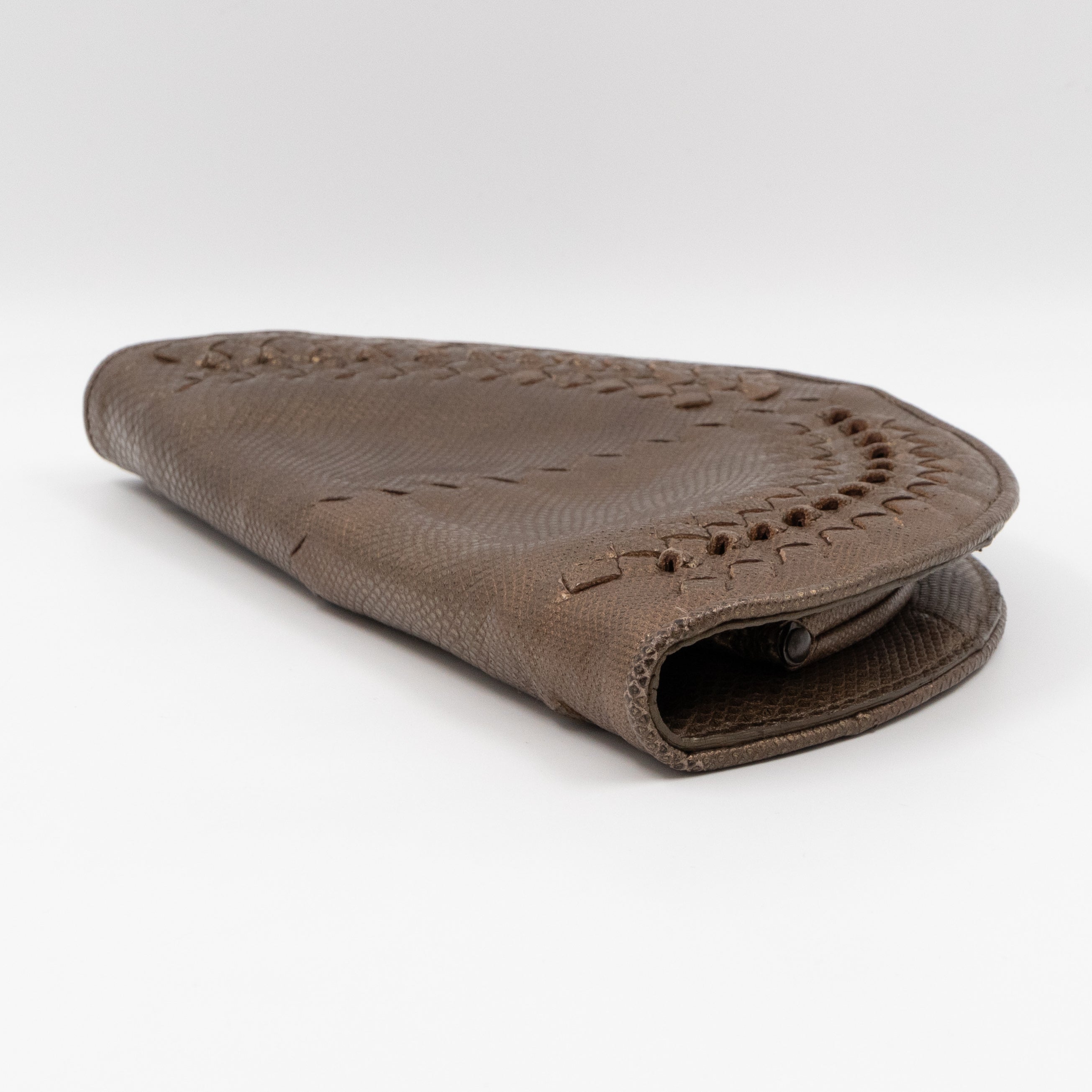 Half Moon Intrecciato Clutch Bronze Lizard