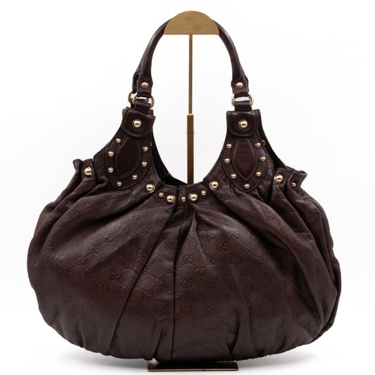Studded Pelham Hobo Guccissima Leather Brown