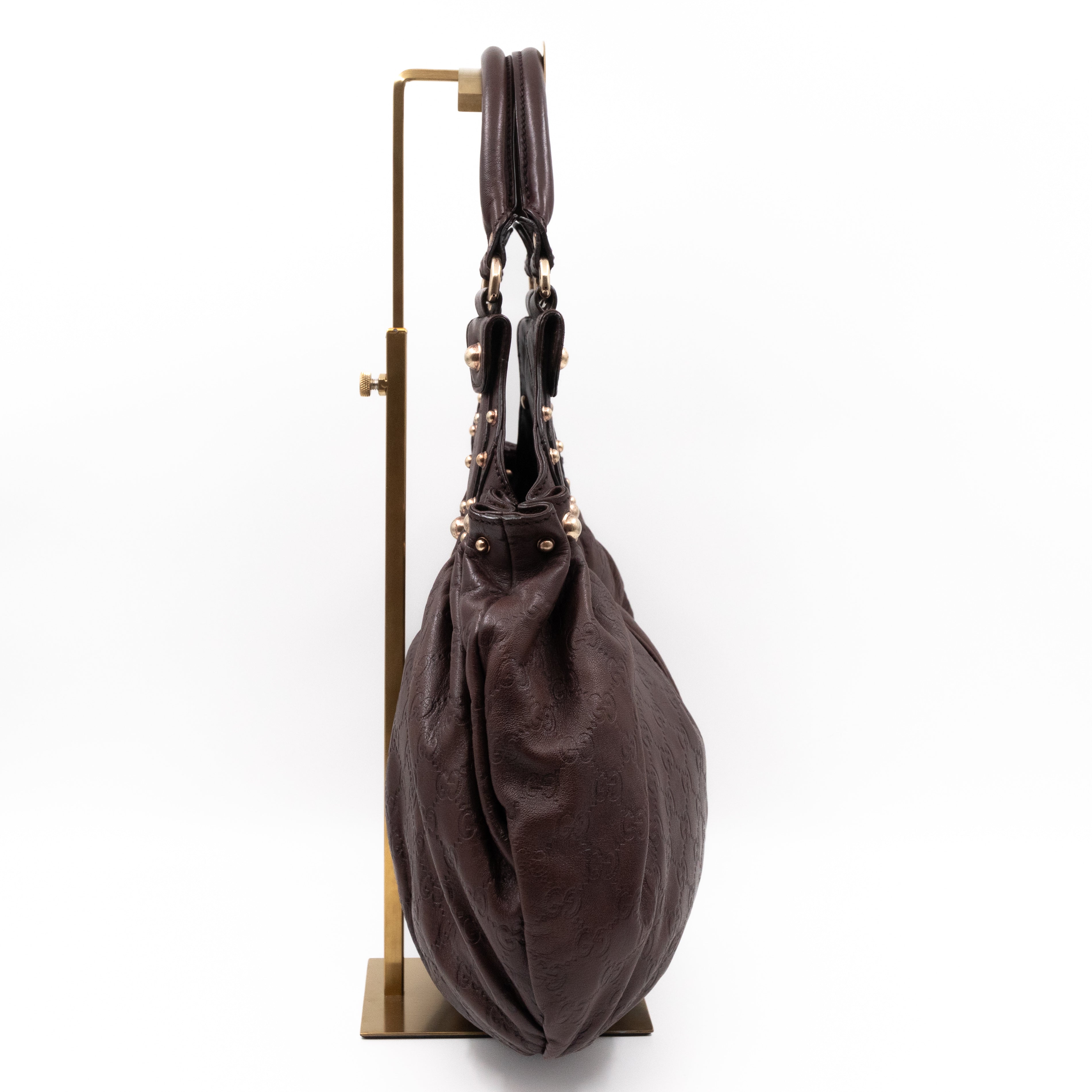 Studded Pelham Hobo Guccissima Leather Brown