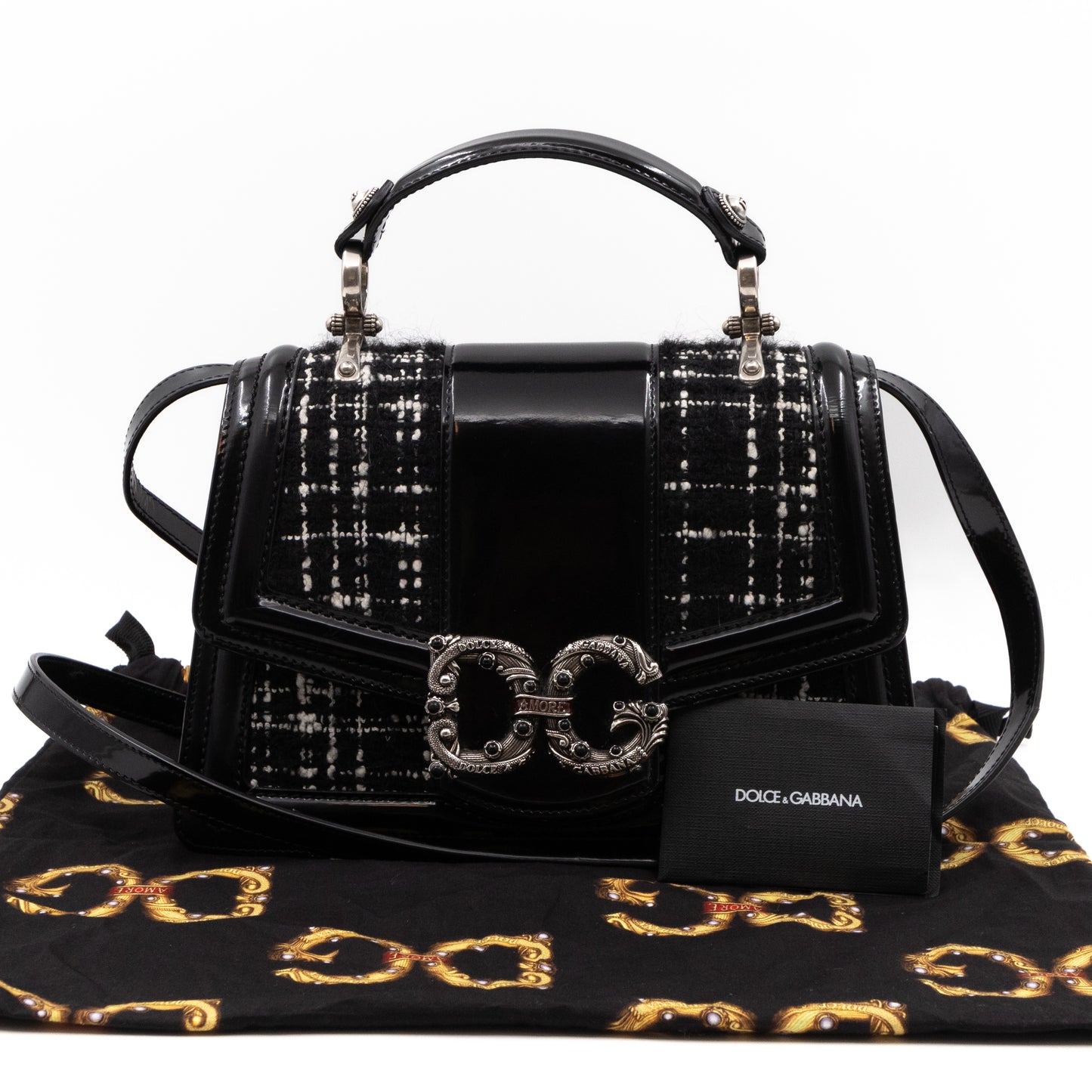 DG Amore Bag Tweed & Leather Black