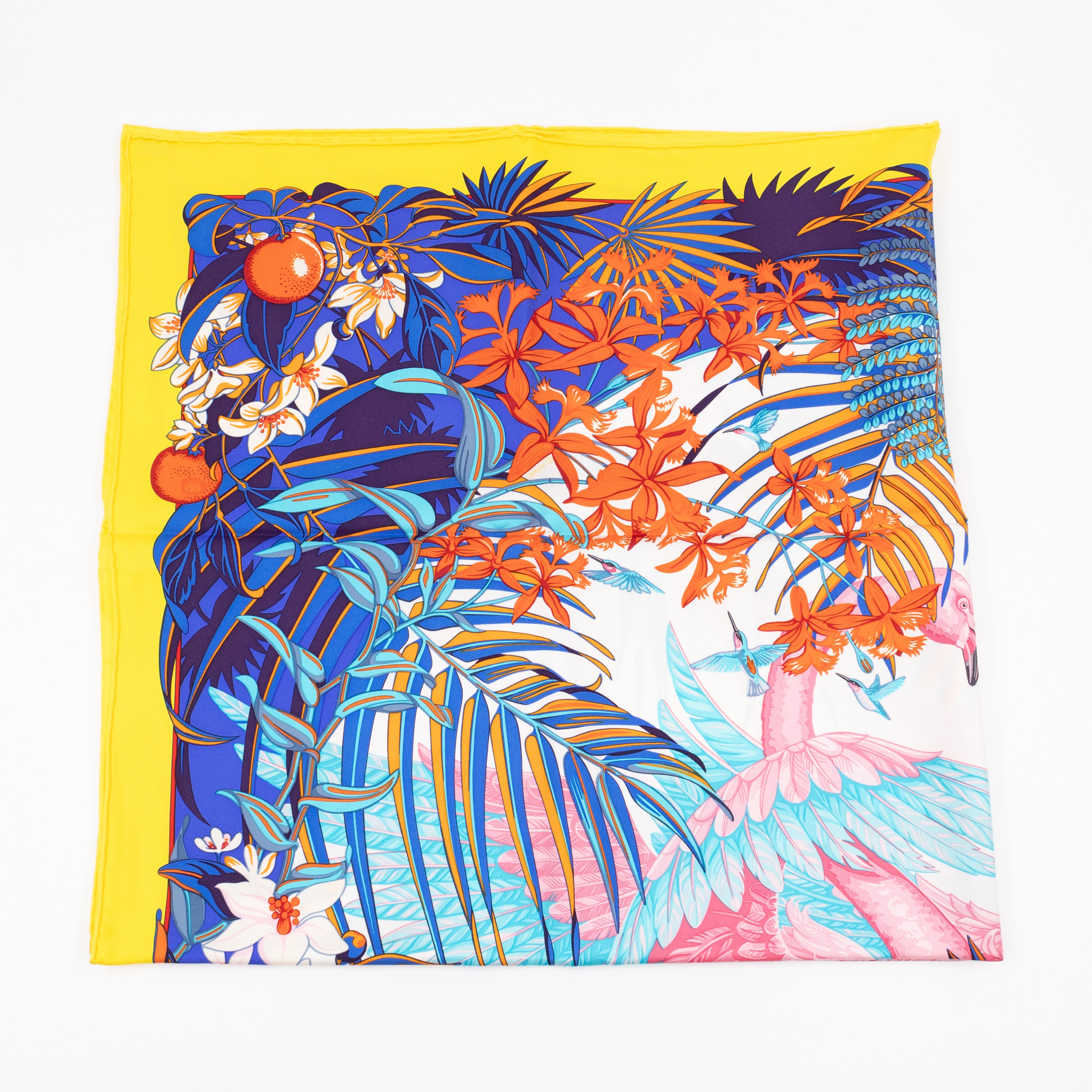 Silk Scarf 90 Flamingo Party