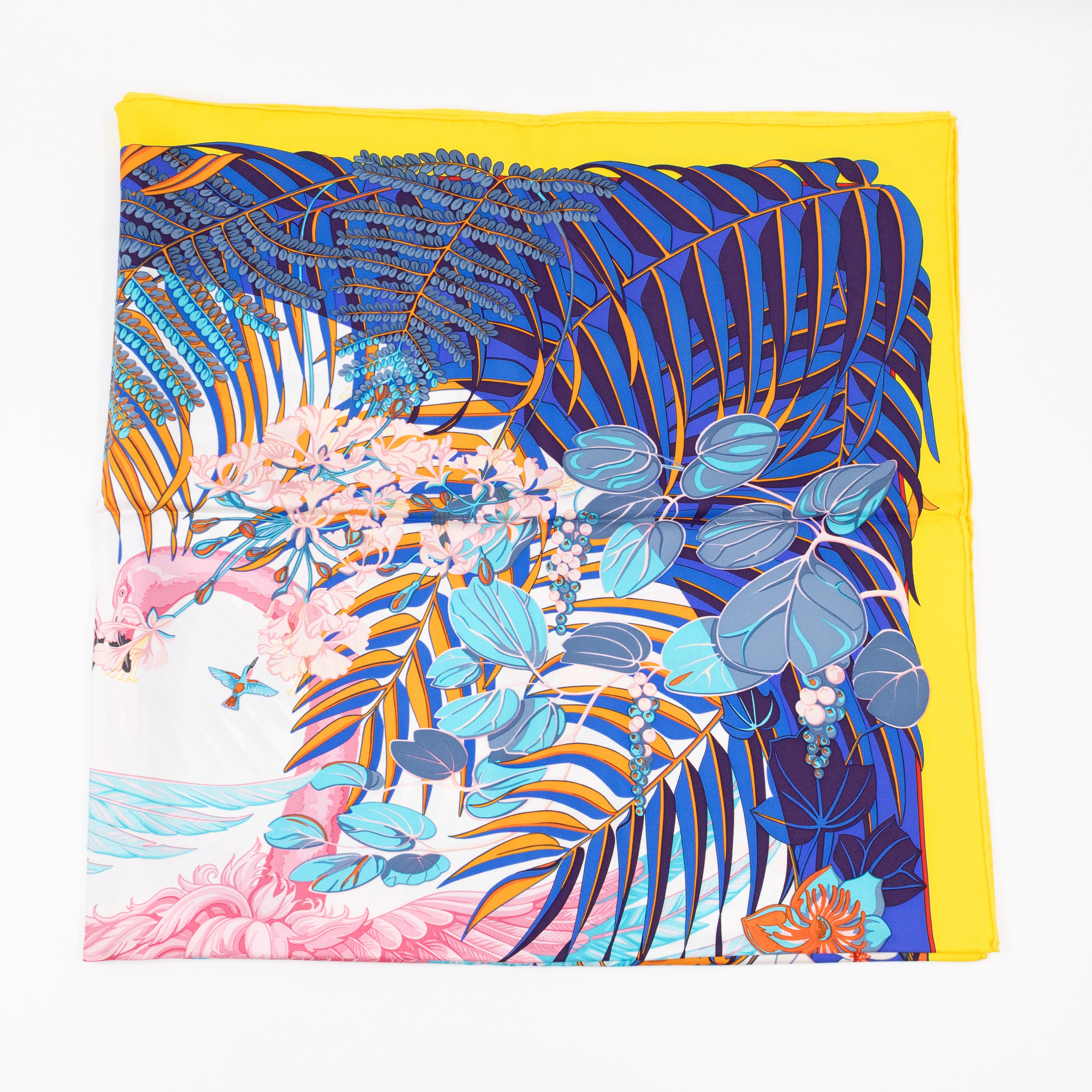 Silk Scarf 90 Flamingo Party