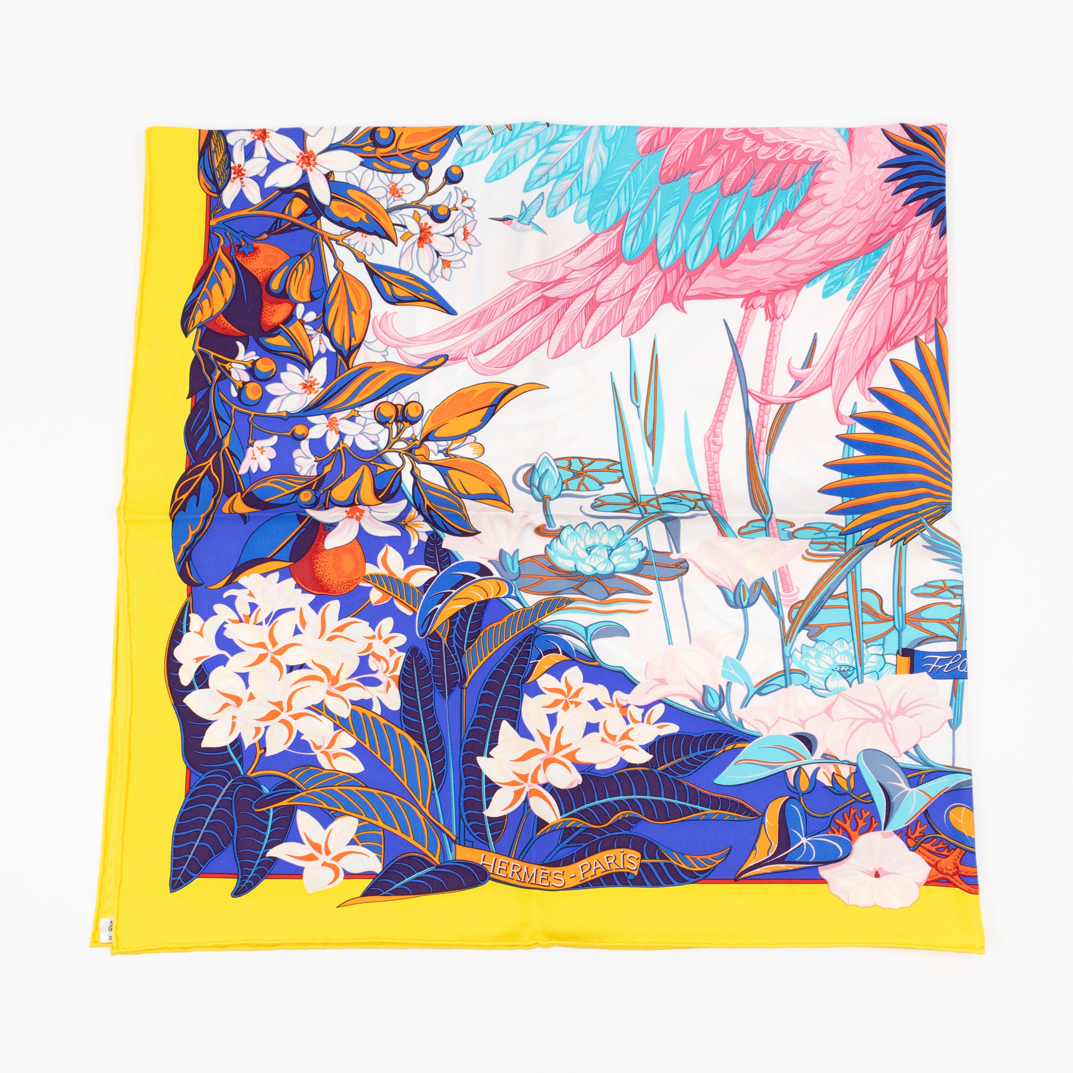 Silk Scarf 90 Flamingo Party
