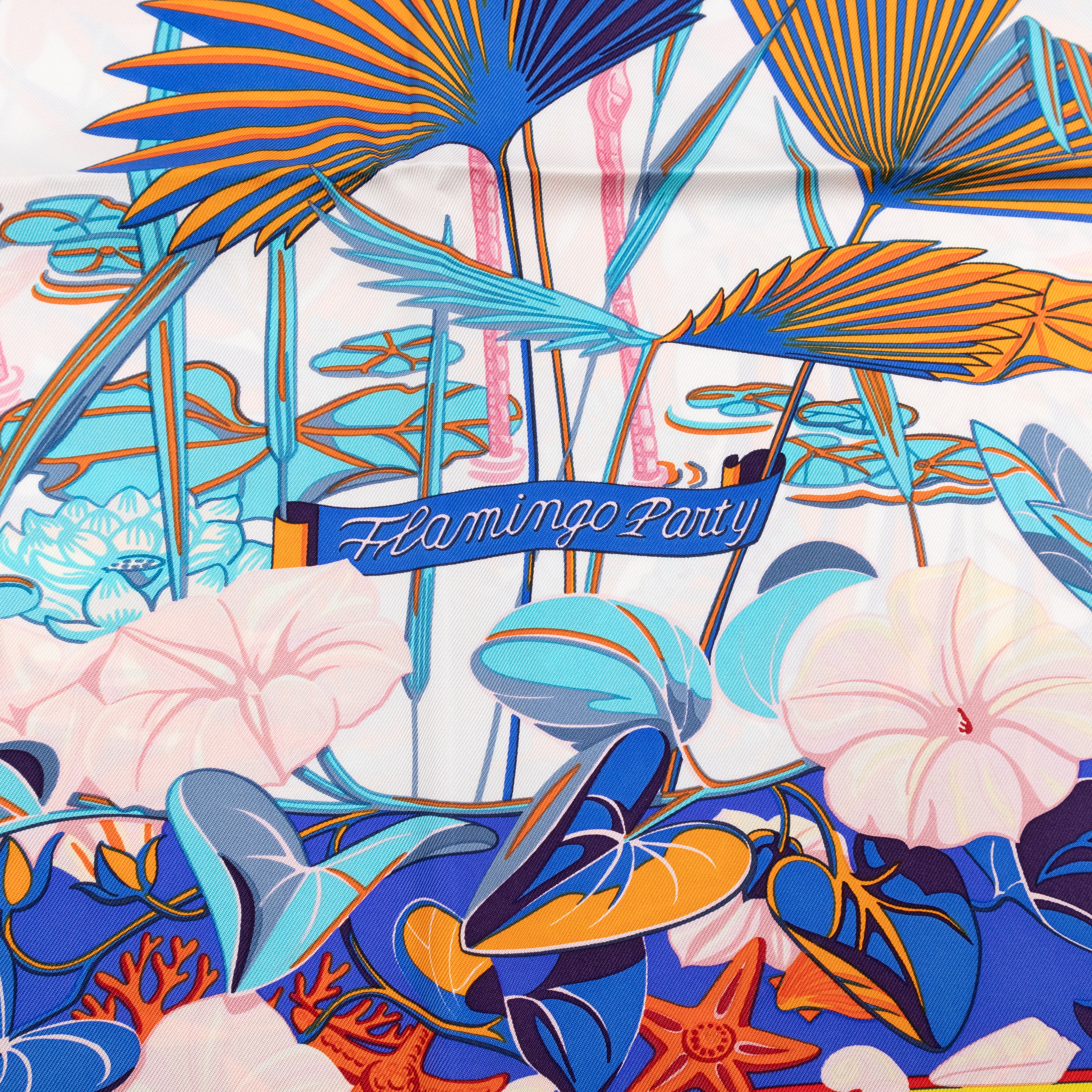 Silk Scarf 90 Flamingo Party