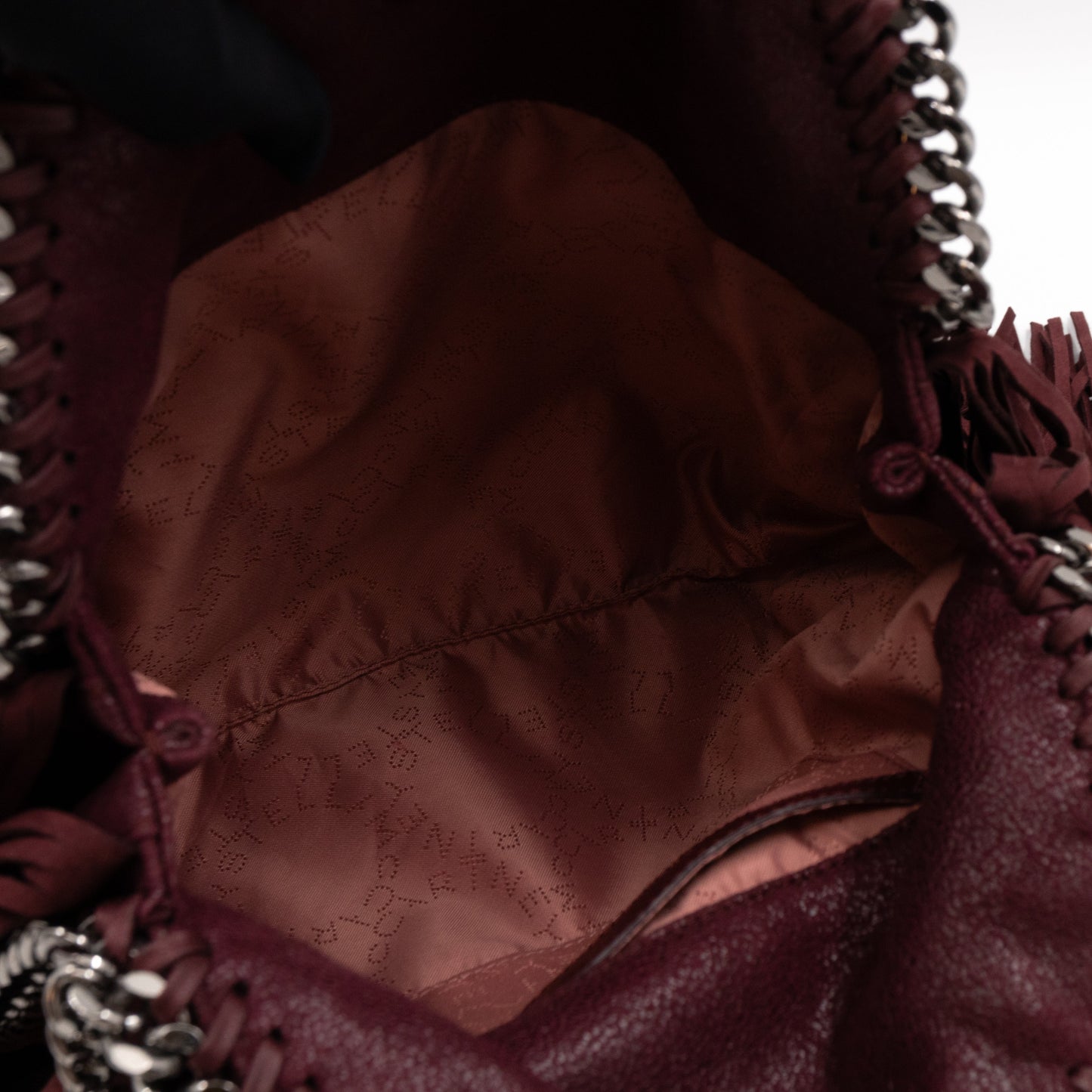 Falabella Mini Fold Over Tote Fringe Burgundy