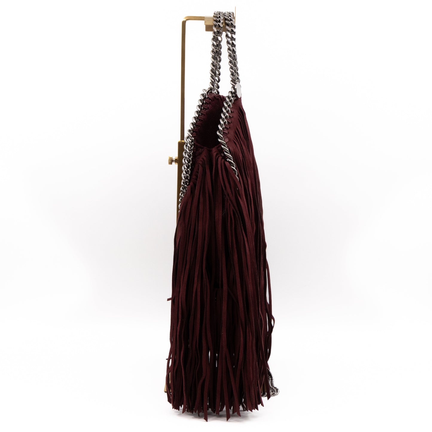 Falabella Mini Fold Over Tote Fringe Burgundy