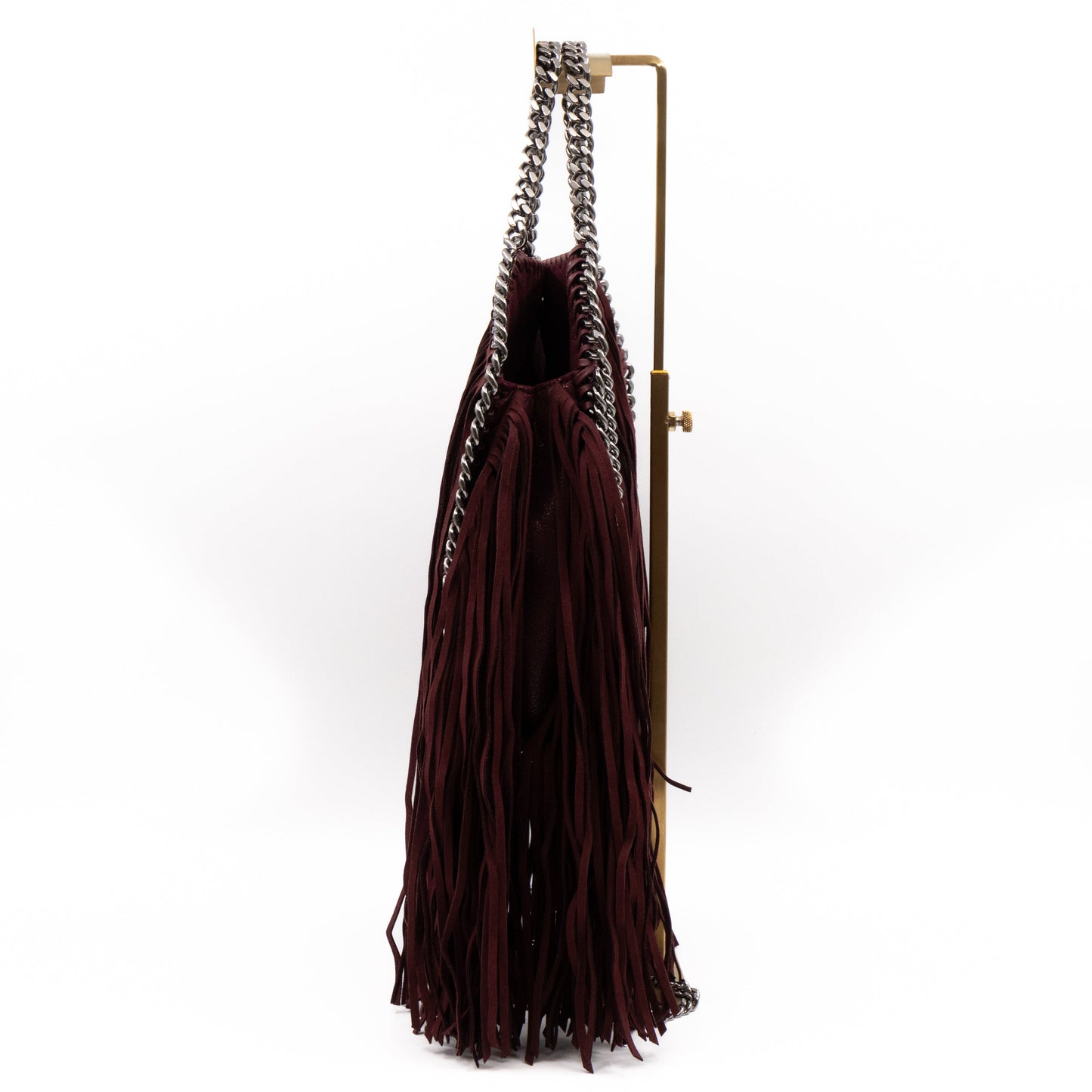 Falabella Mini Fold Over Tote Fringe Burgundy