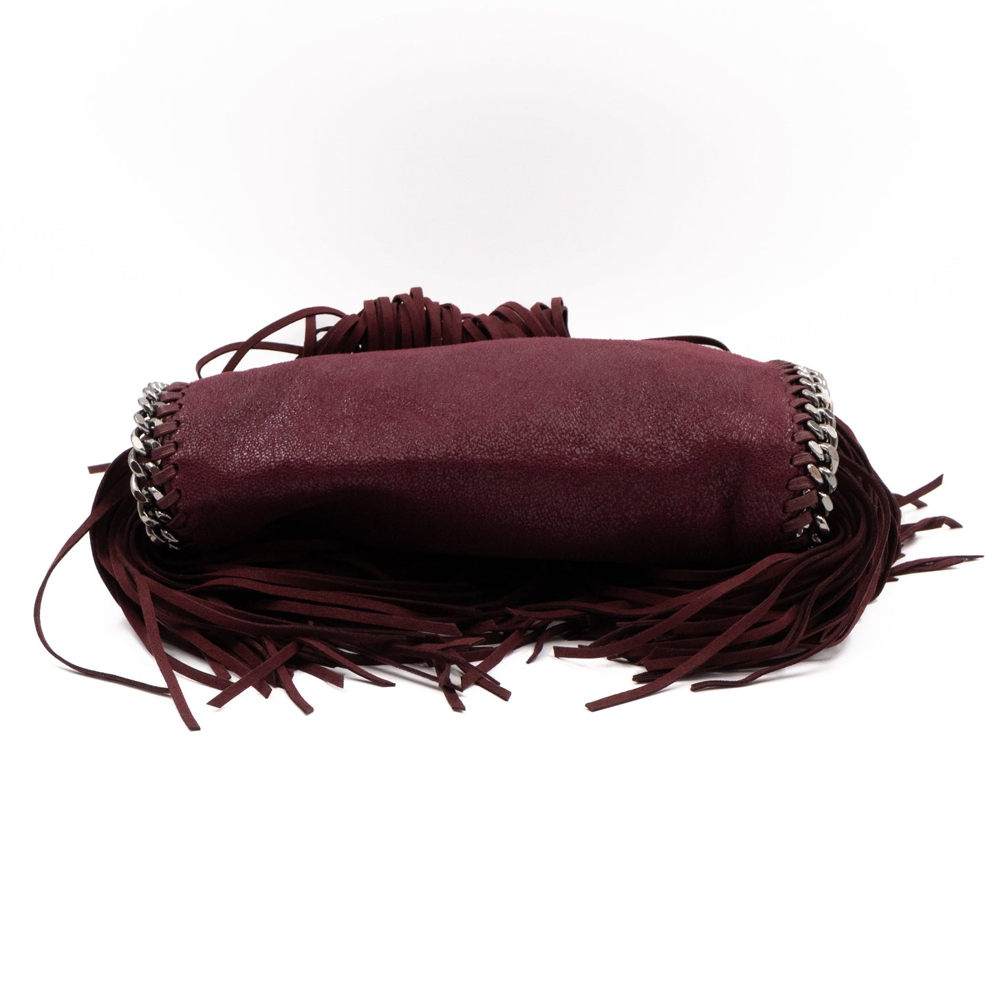 Falabella Mini Fold Over Tote Fringe Burgundy