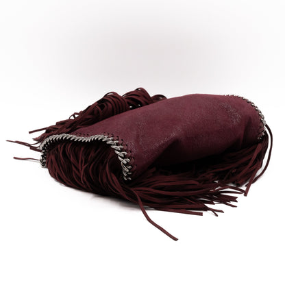 Falabella Mini Fold Over Tote Fringe Burgundy