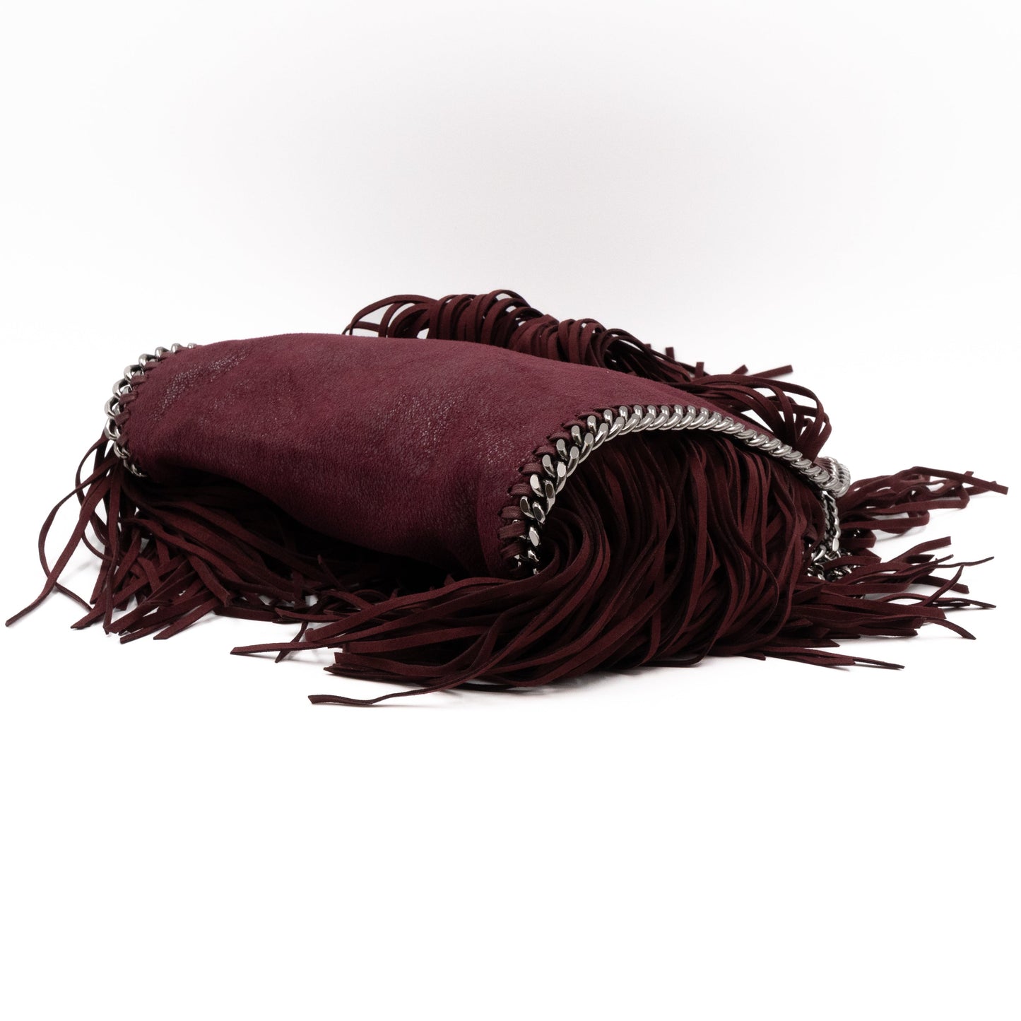 Falabella Mini Fold Over Tote Fringe Burgundy