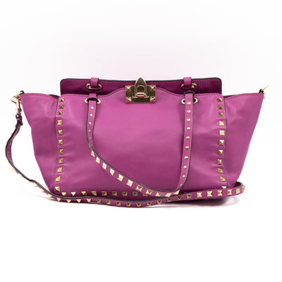 Rockstud Trapeze Tote Pink Leather