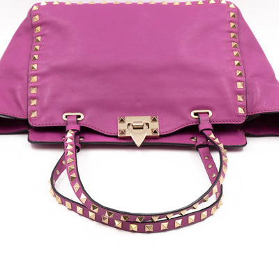 Rockstud Trapeze Tote Pink Leather