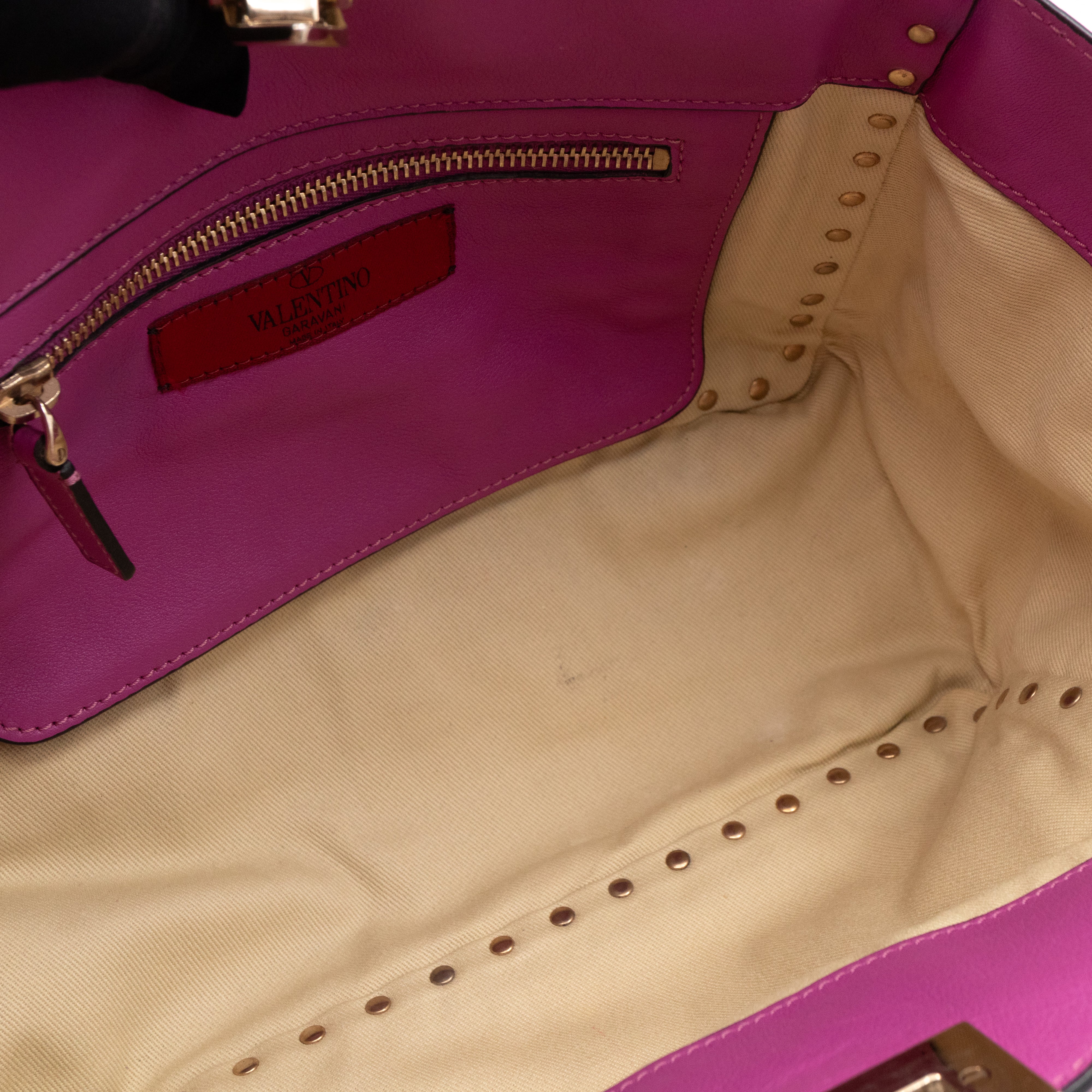 Rockstud Trapeze Tote Pink Leather