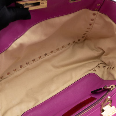 Rockstud Trapeze Tote Pink Leather