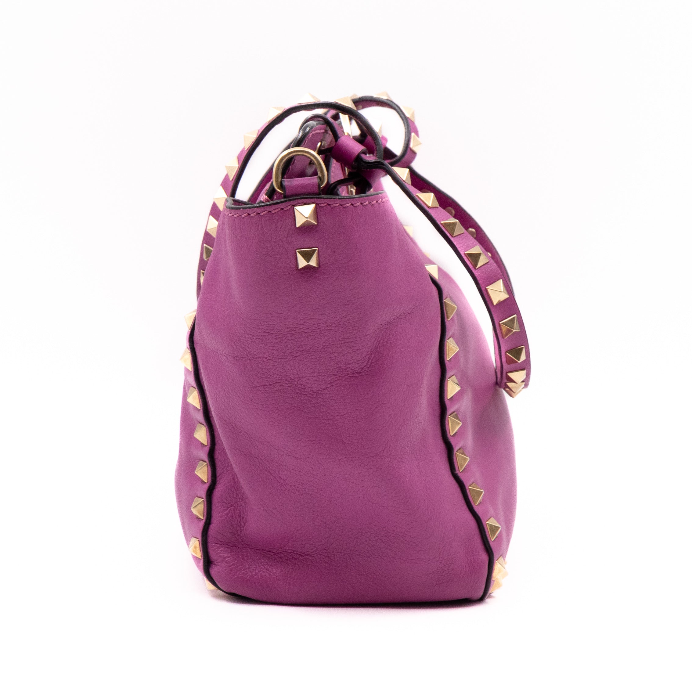 Rockstud Trapeze Tote Pink Leather
