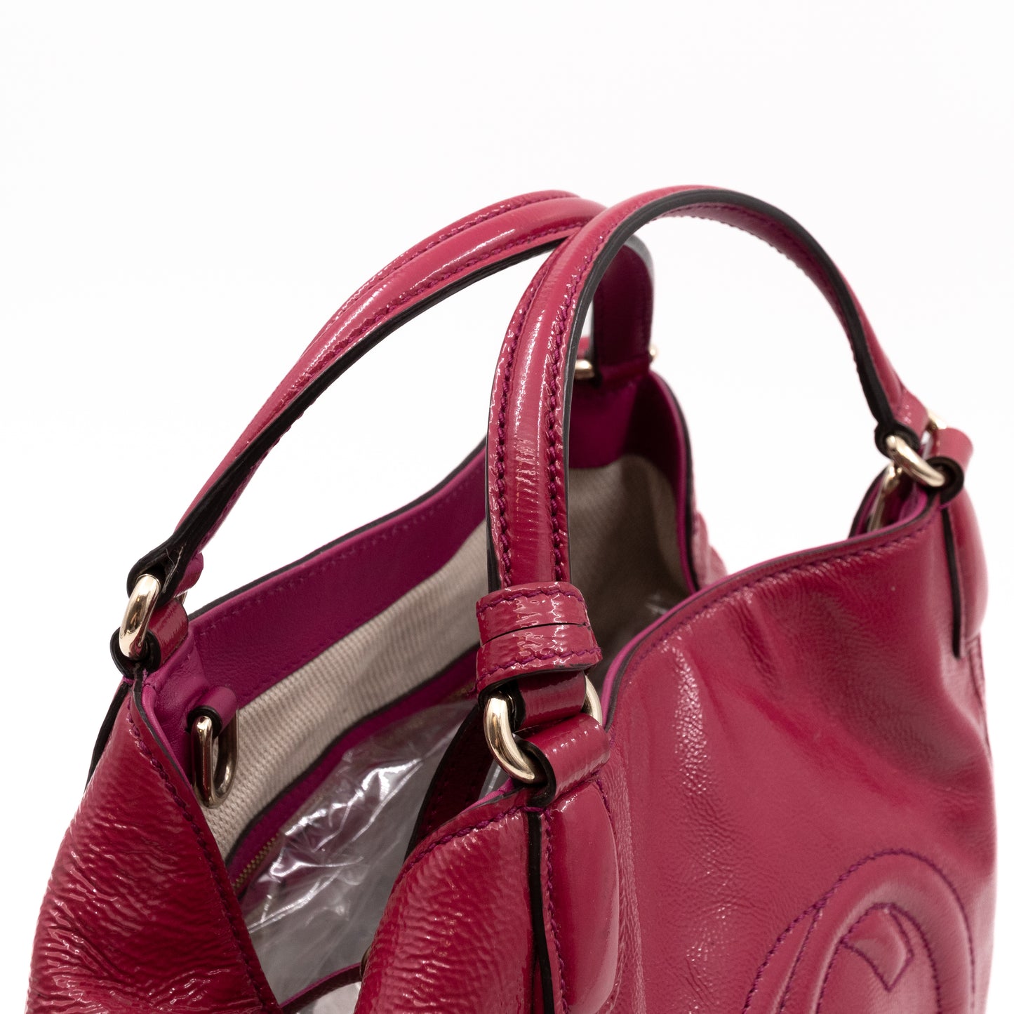 Soho Two Way Tote Crushed Patent Leather Fuchsia