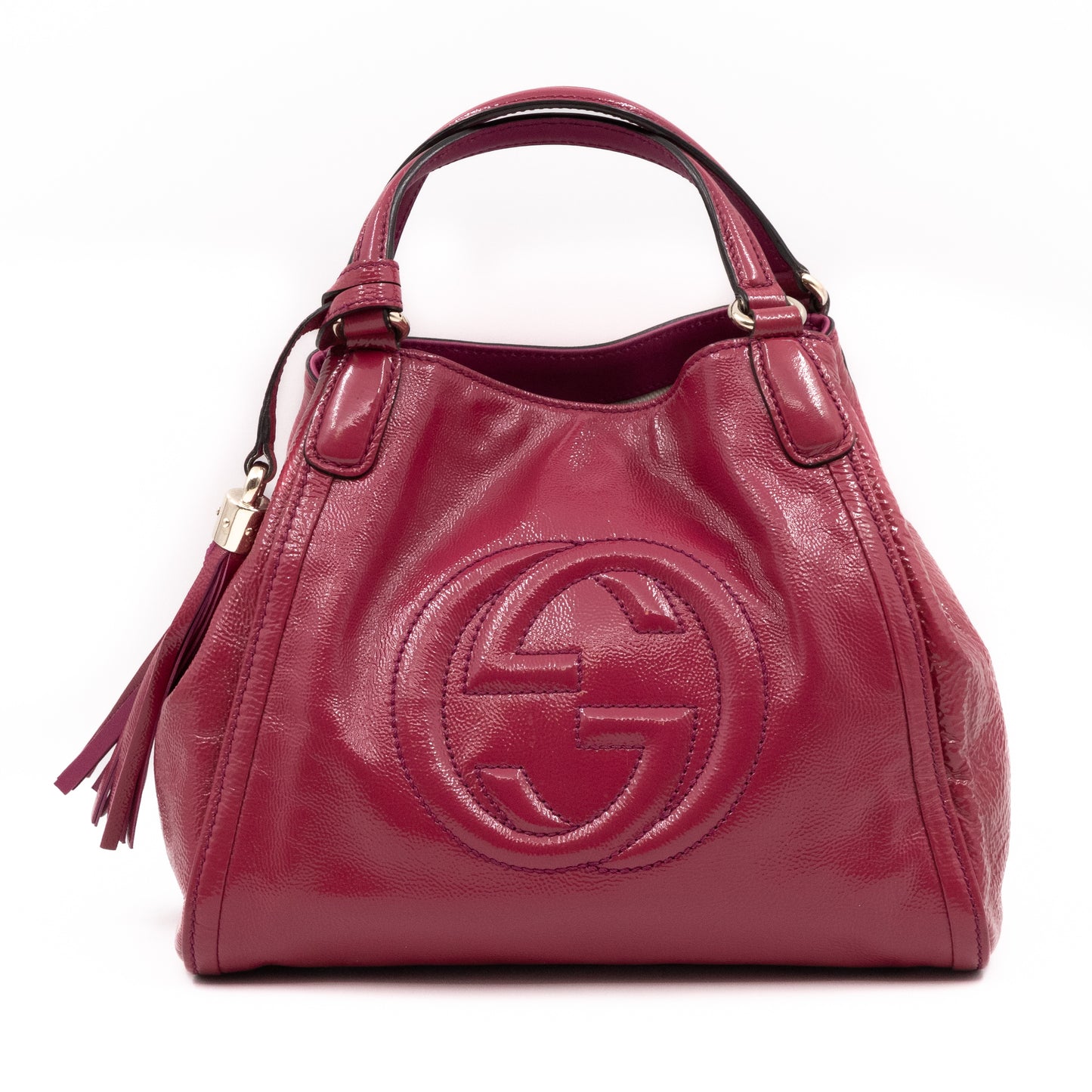 Soho Two Way Tote Crushed Patent Leather Fuchsia