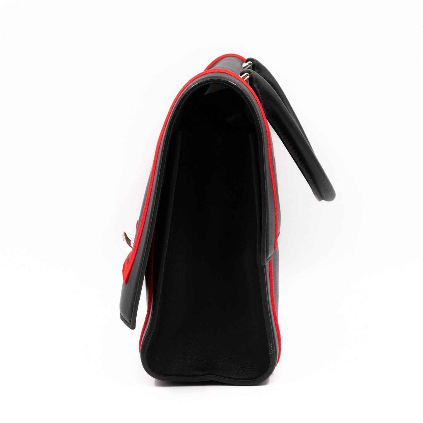 Shark Medium Bag Black Leather Red Frame
