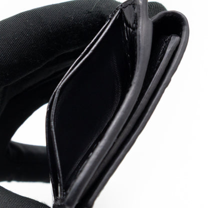 Uptown Flap Card Holder Black Croc Embossed Leather