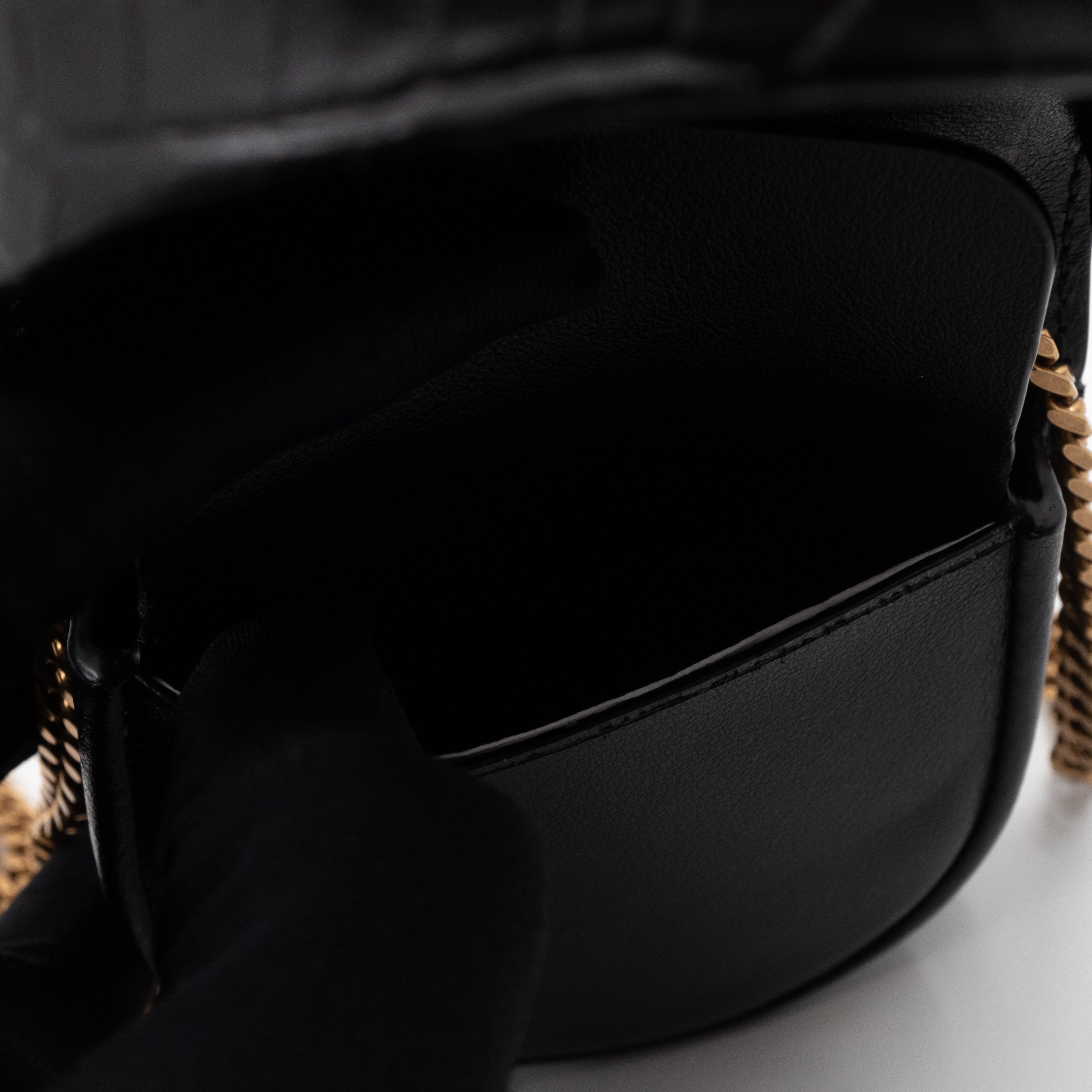 Le K Baby Chain Crossbody Bag Crocodile Embossed Leather