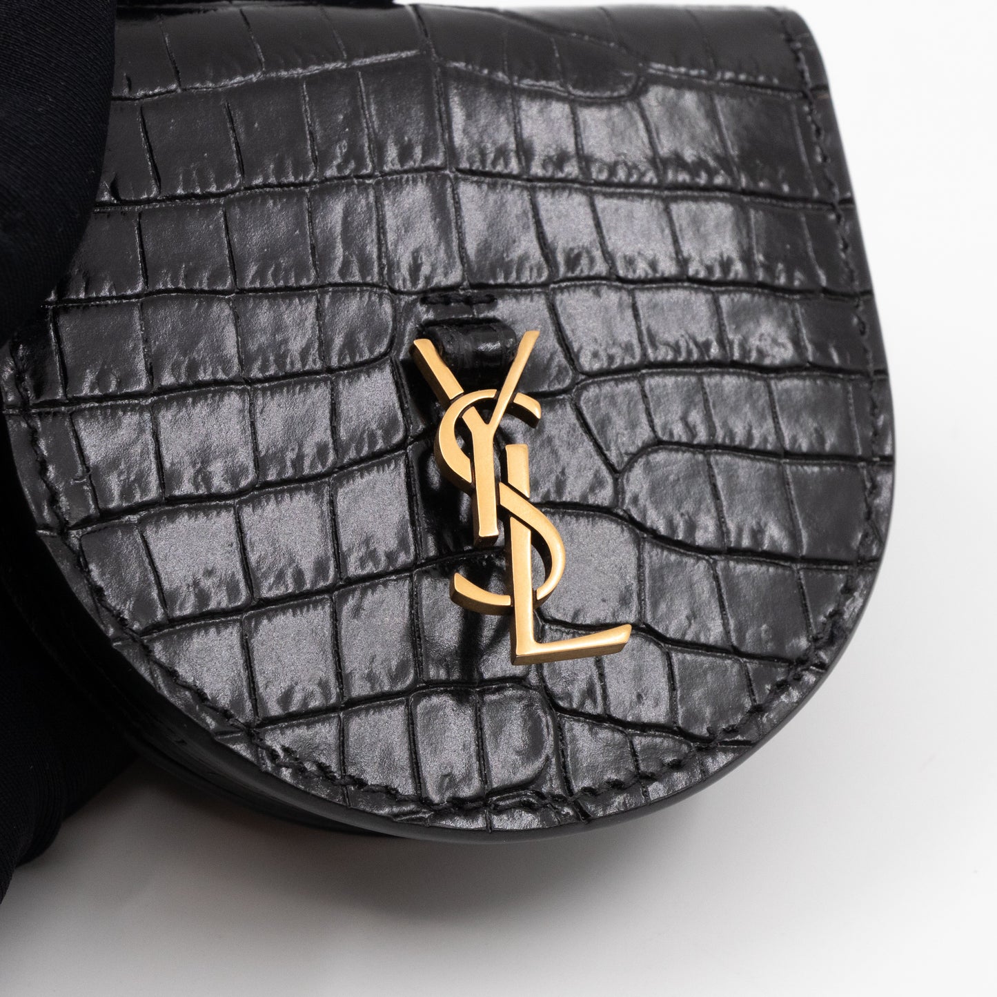 Le K Baby Chain Crossbody Bag Crocodile Embossed Leather