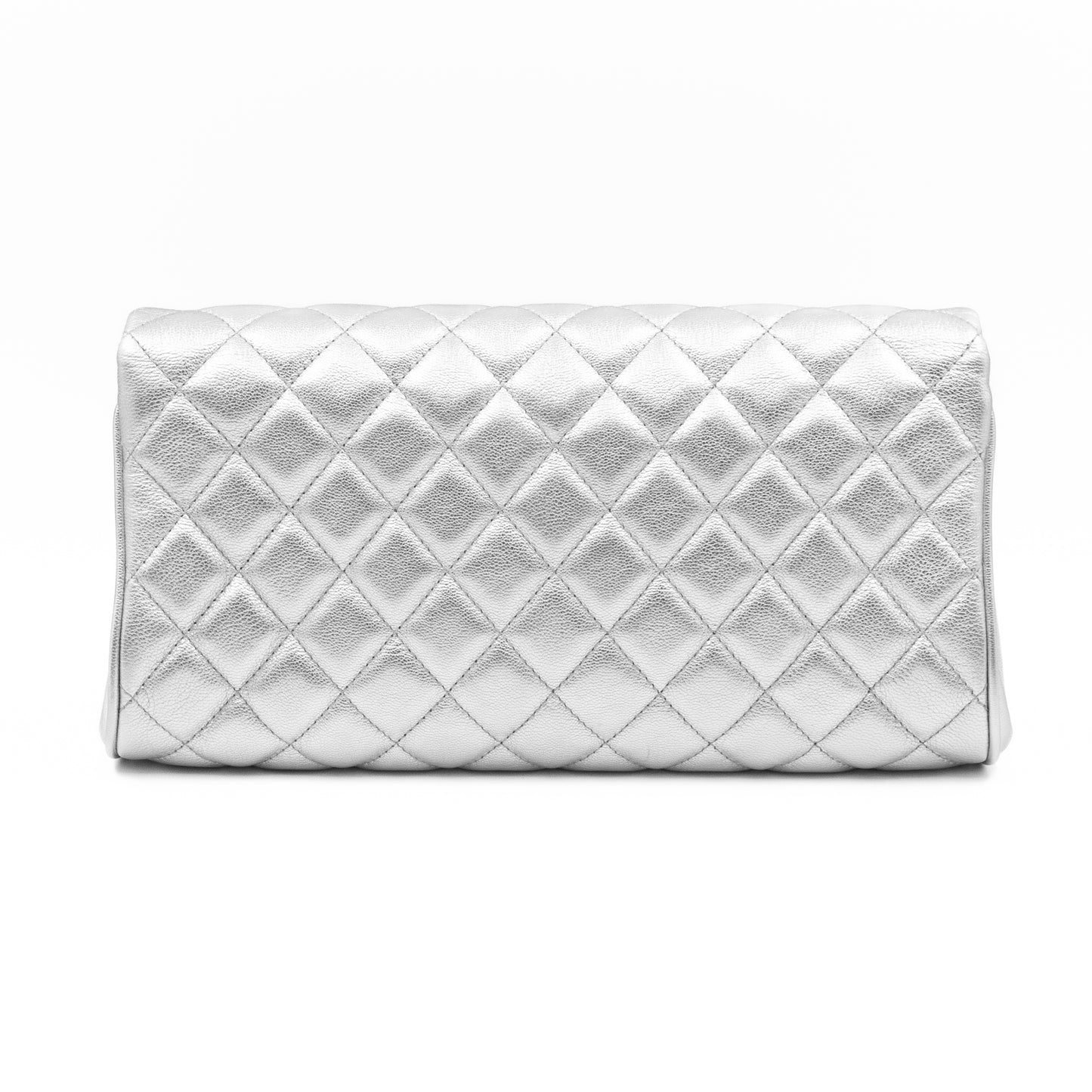 Fold Up Again Clutch Silver Metallic Leather