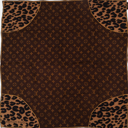 Leopard Monogram Square Silk Scarf 63 cm