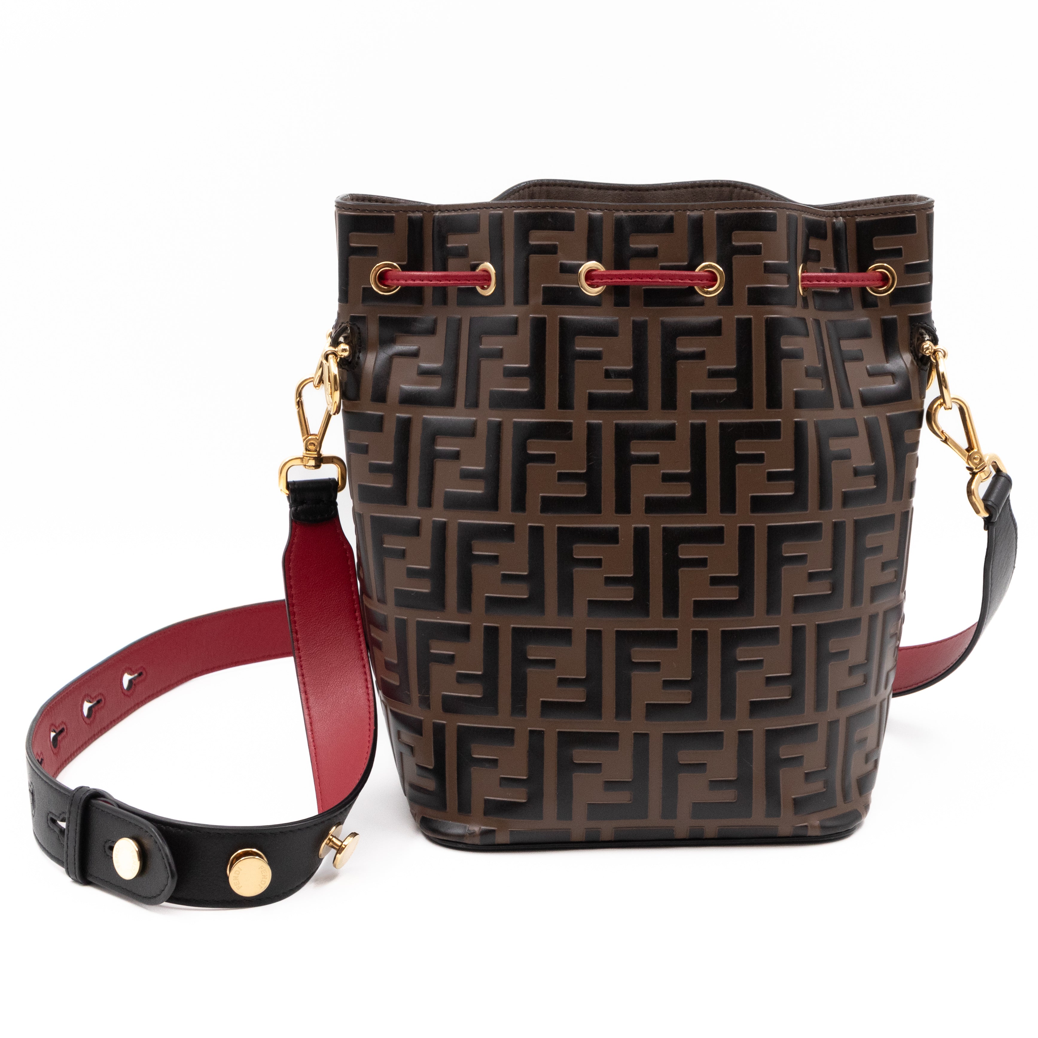 Fendi Fendi Mon Tresor Large FF Brown Black Red Leather Queen