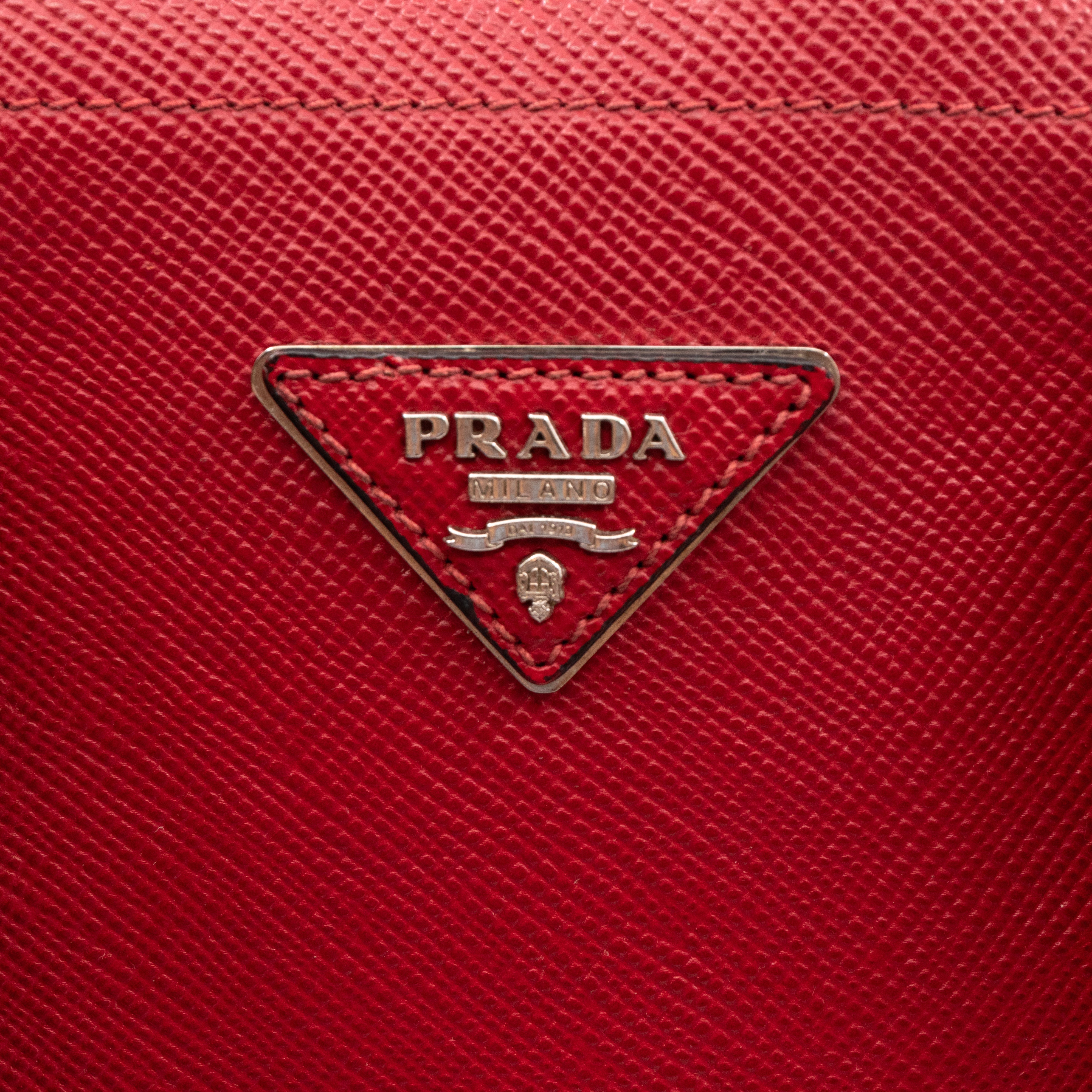 Double Bag Large Red Saffiano Leather