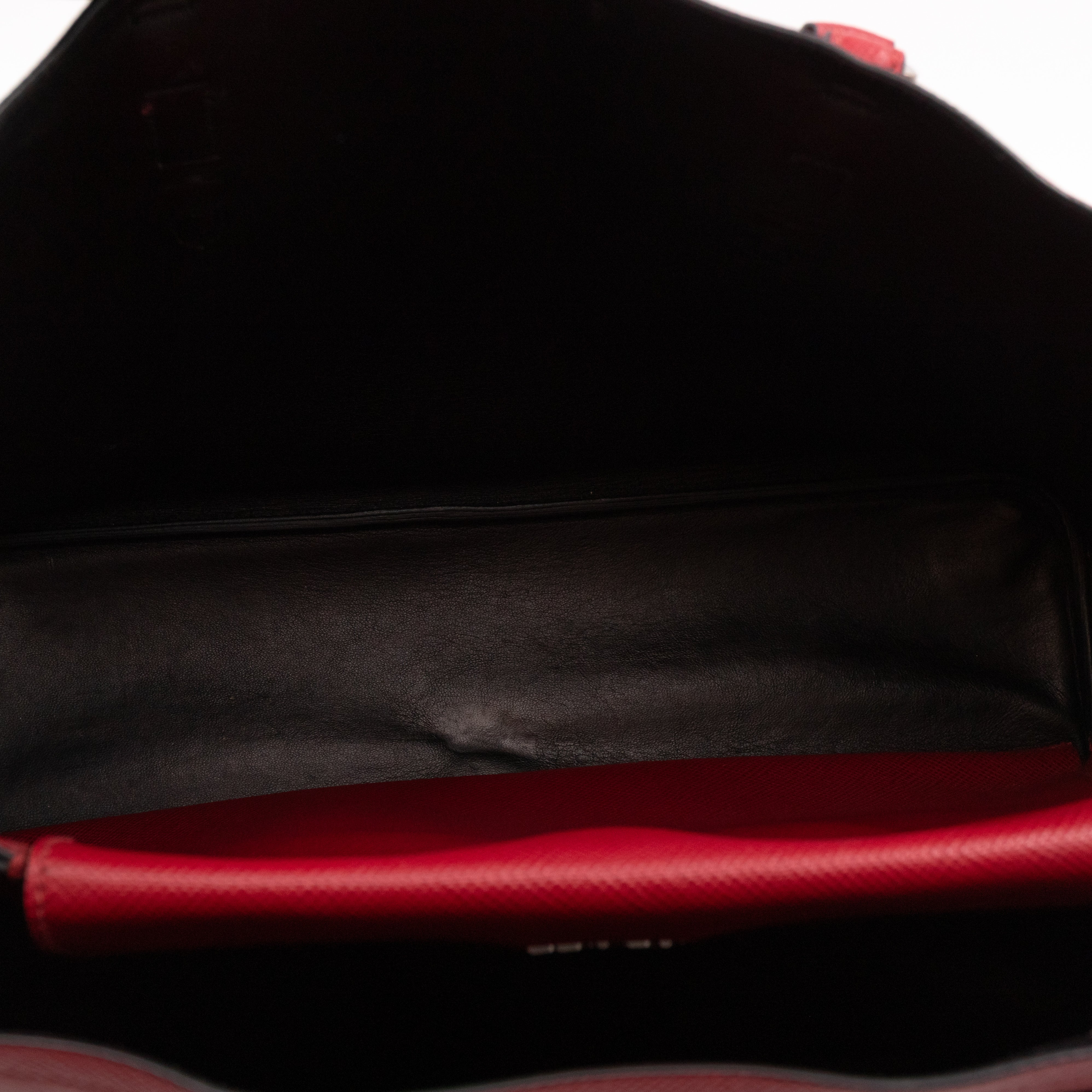 Double Bag Large Red Saffiano Leather