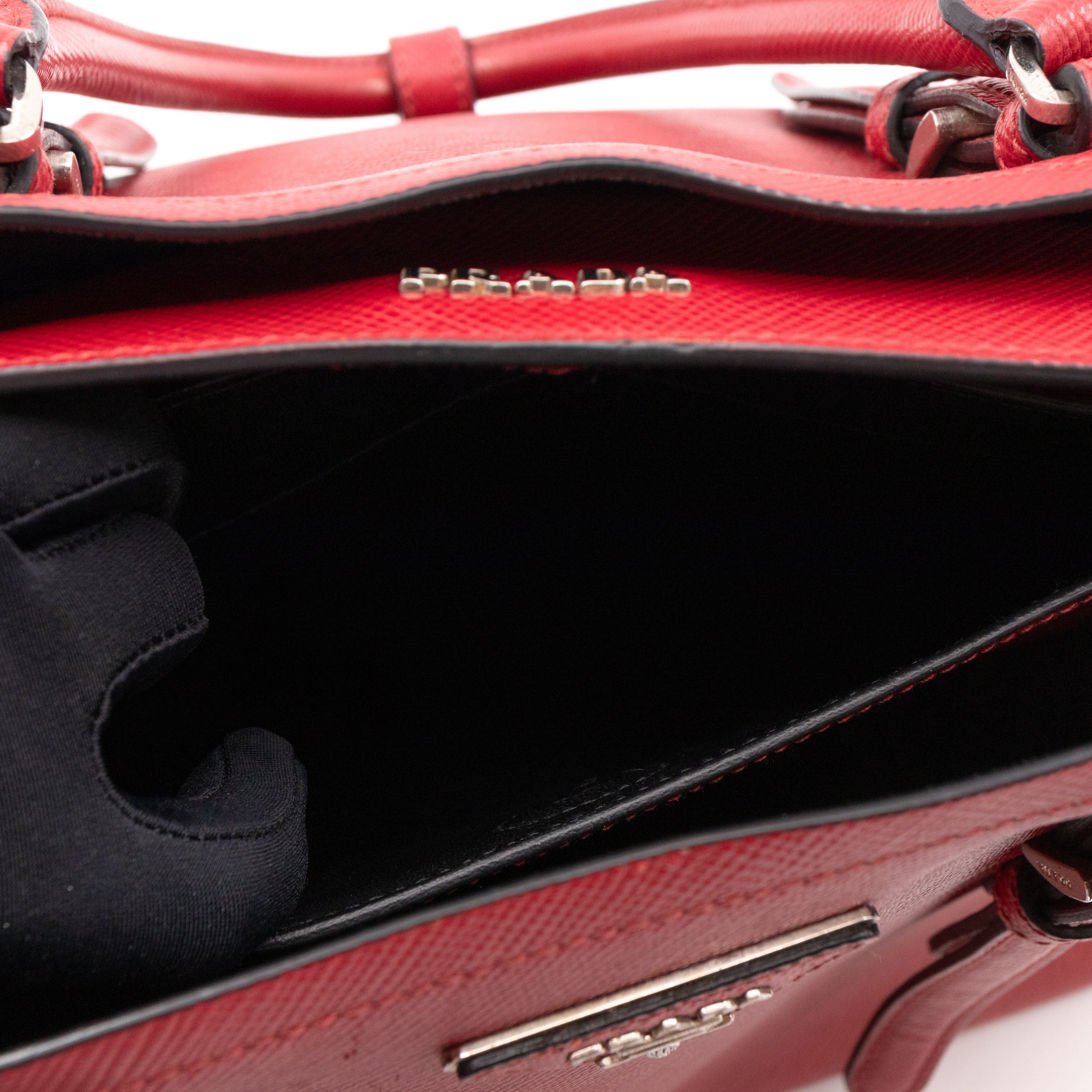 Double Bag Large Red Saffiano Leather