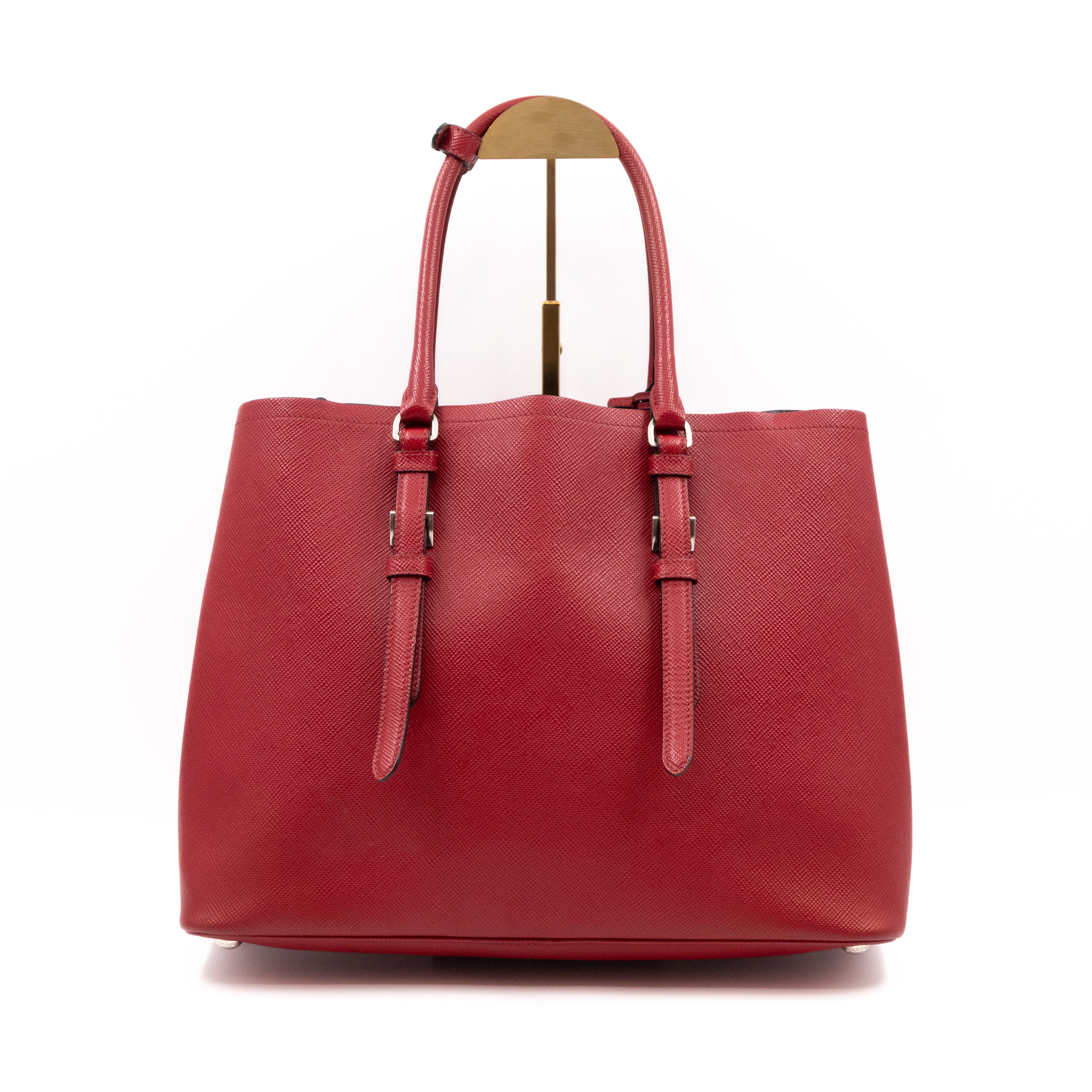 Double Bag Large Red Saffiano Leather