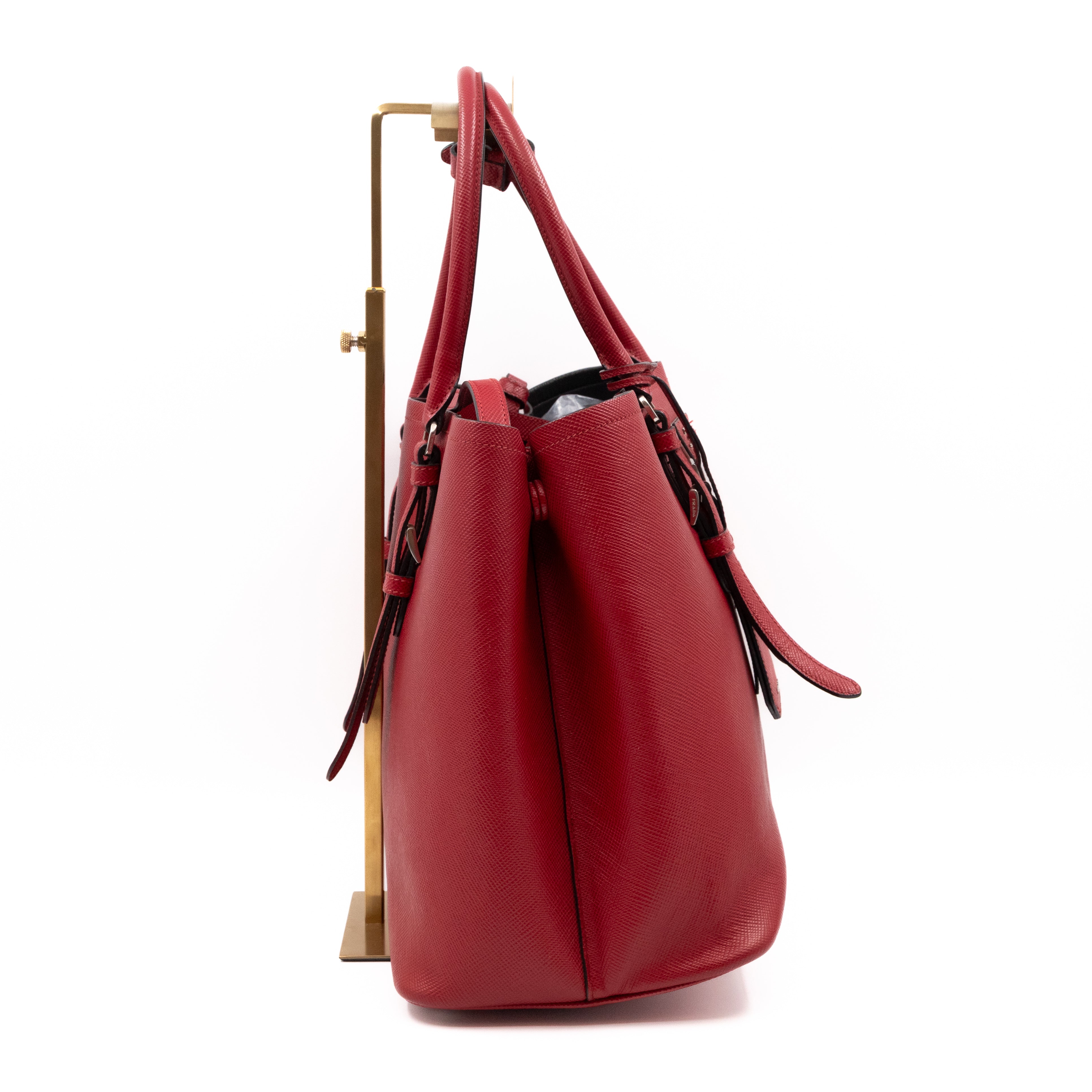 Double Bag Large Red Saffiano Leather