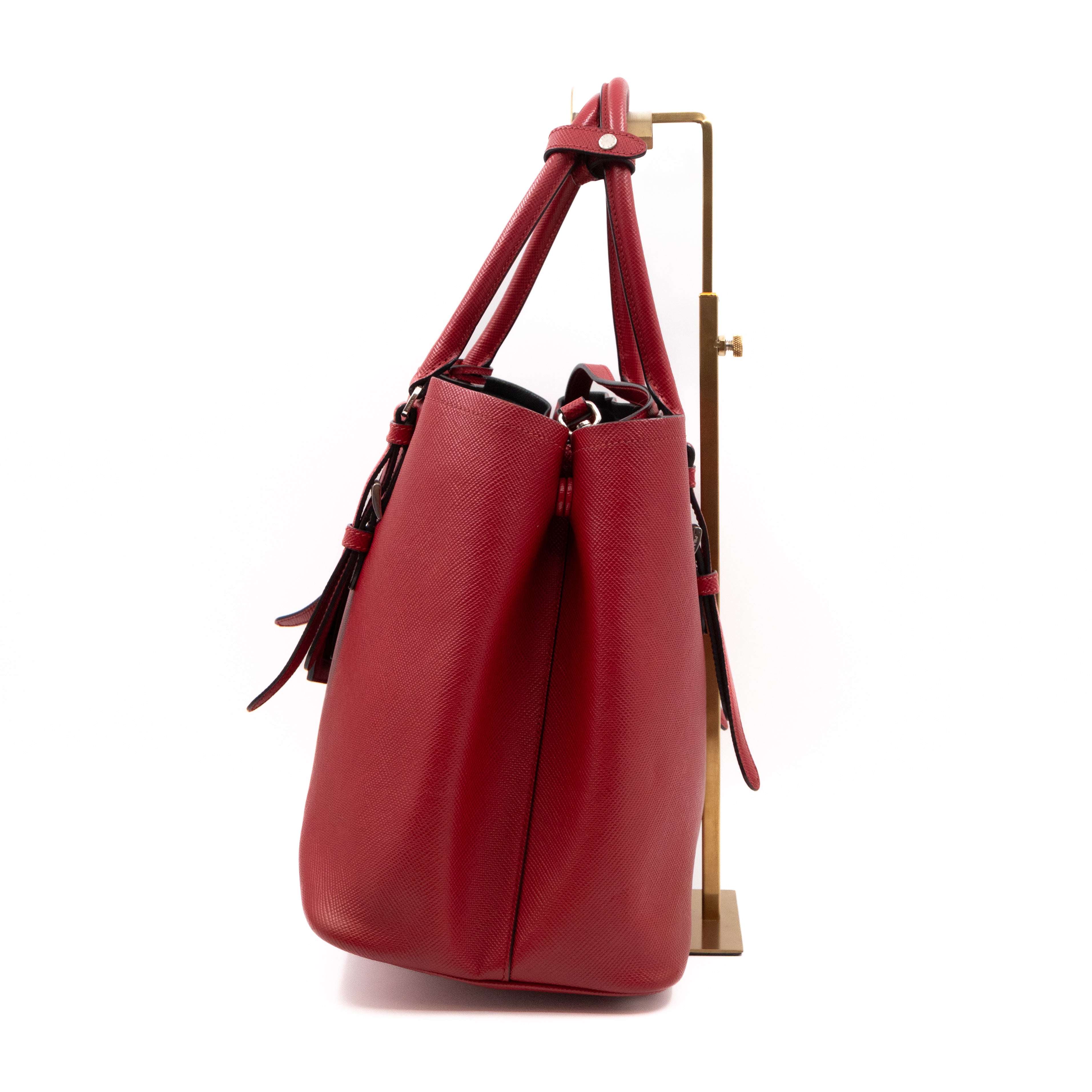Double Bag Large Red Saffiano Leather