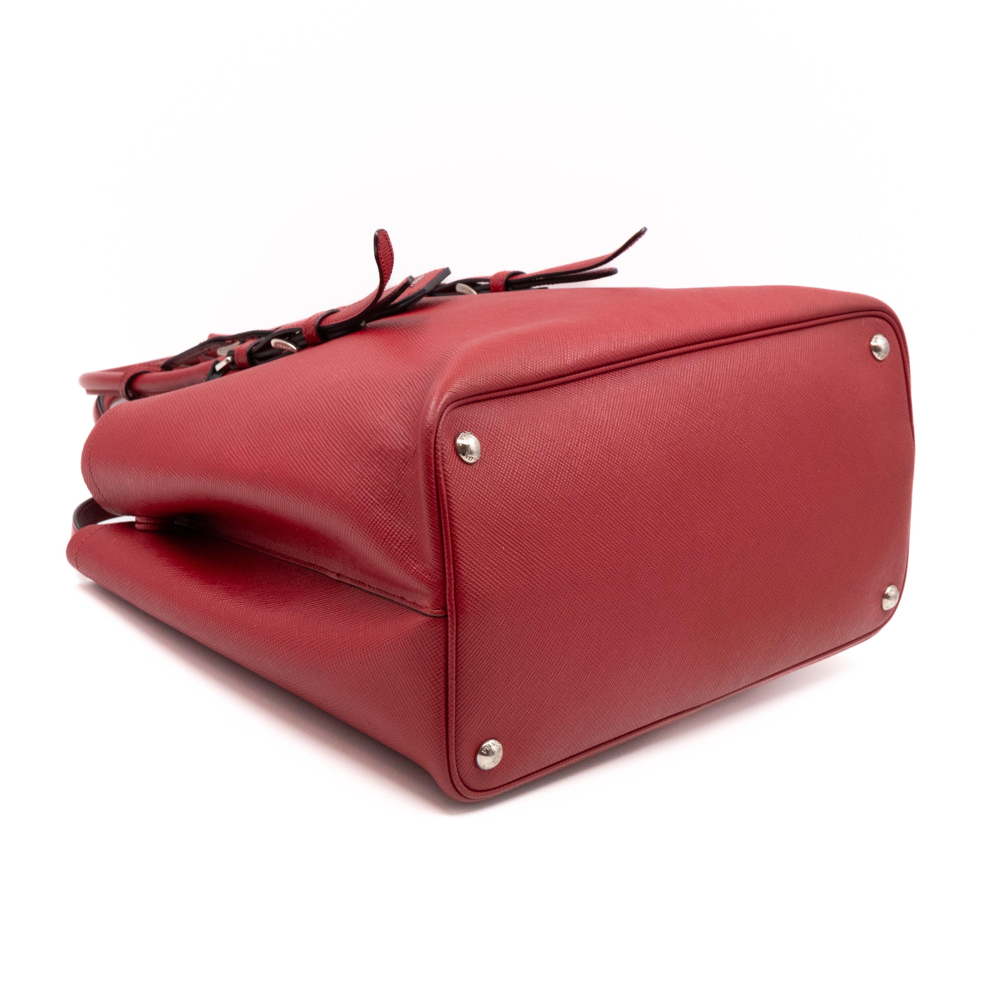Double Bag Large Red Saffiano Leather