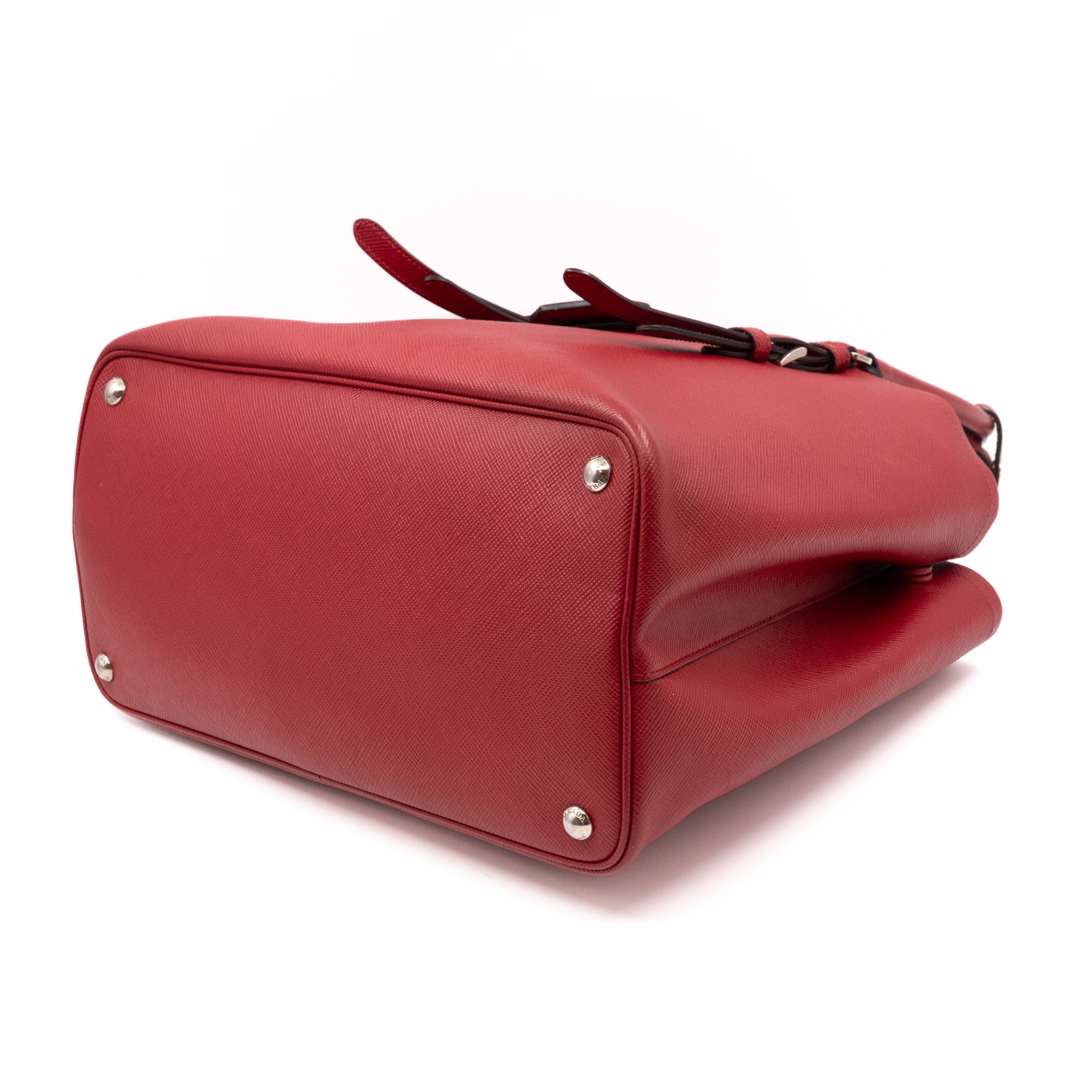 Double Bag Large Red Saffiano Leather