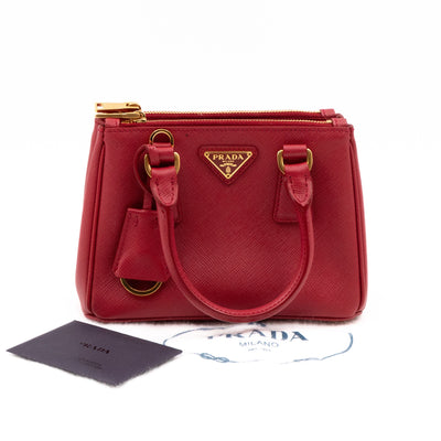 Galleria Micro Double Zip Red Saffiano