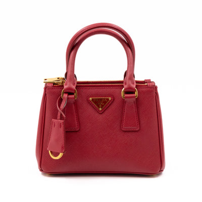 Galleria Micro Double Zip Red Saffiano