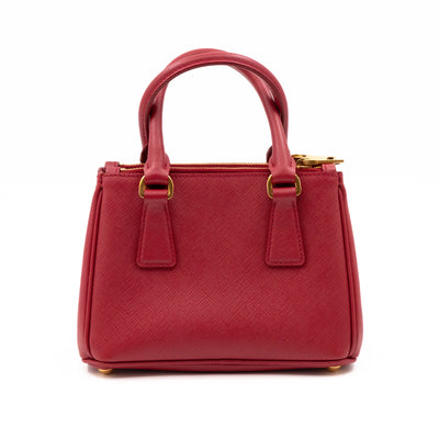 Galleria Micro Double Zip Red Saffiano