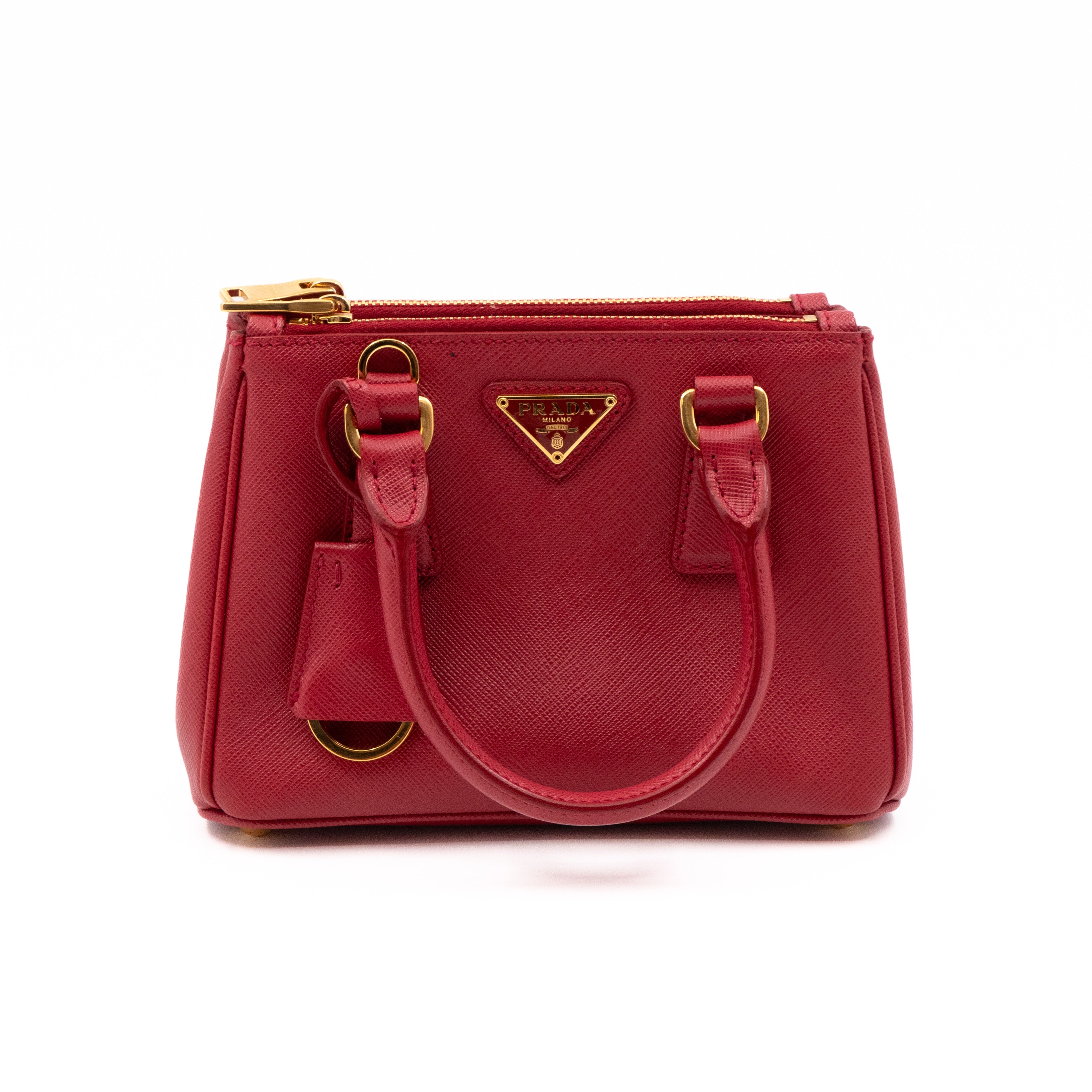 Galleria Micro Double Zip Red Saffiano